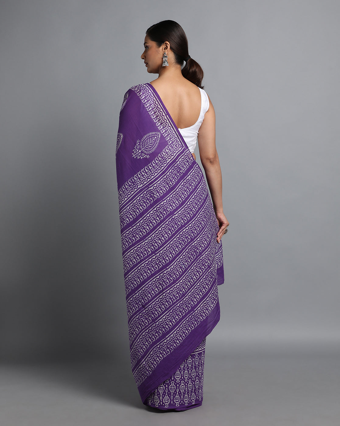 Classic Purple Cotton Mulmul Saree