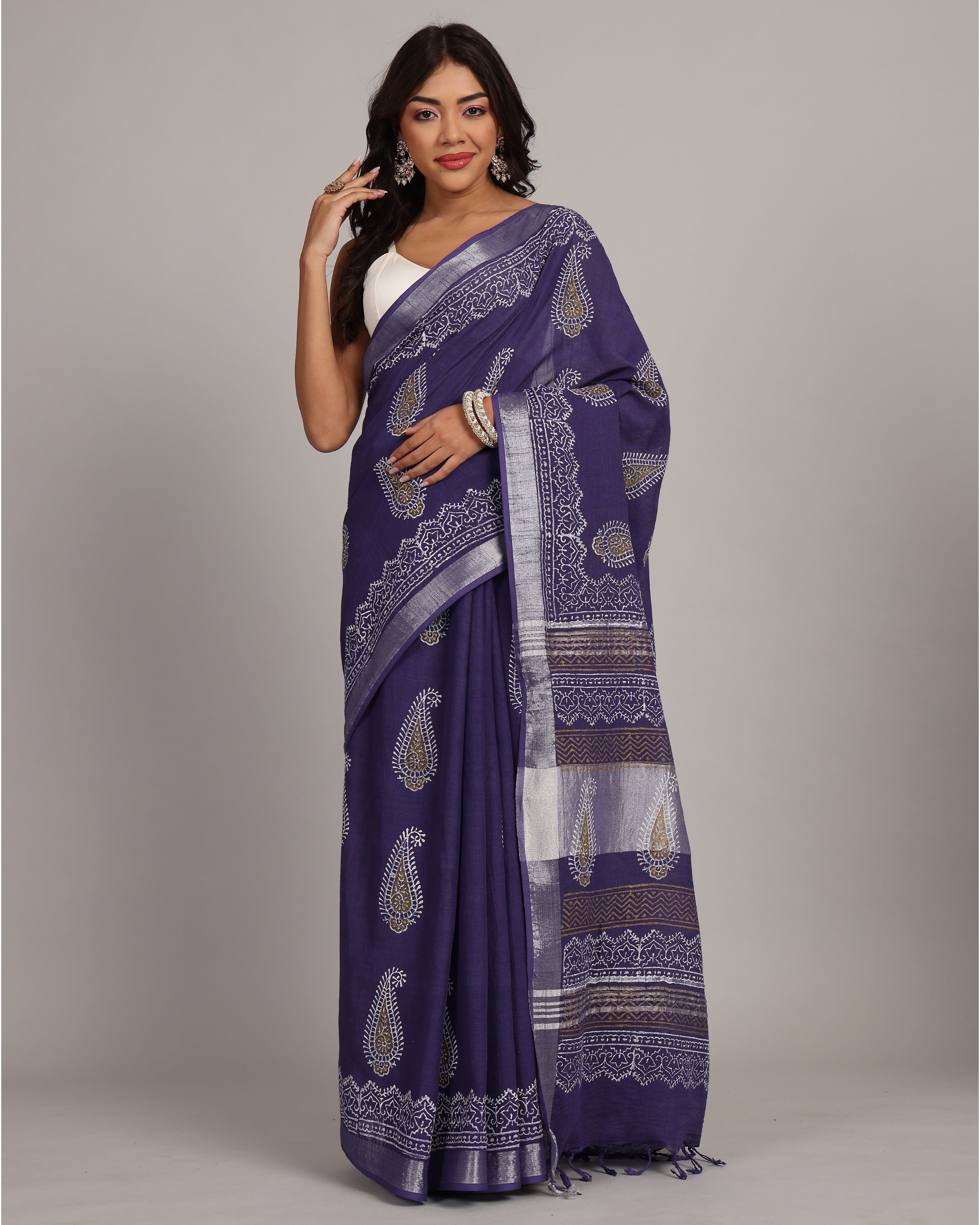 Purple Bliss Cotton Linen Saree