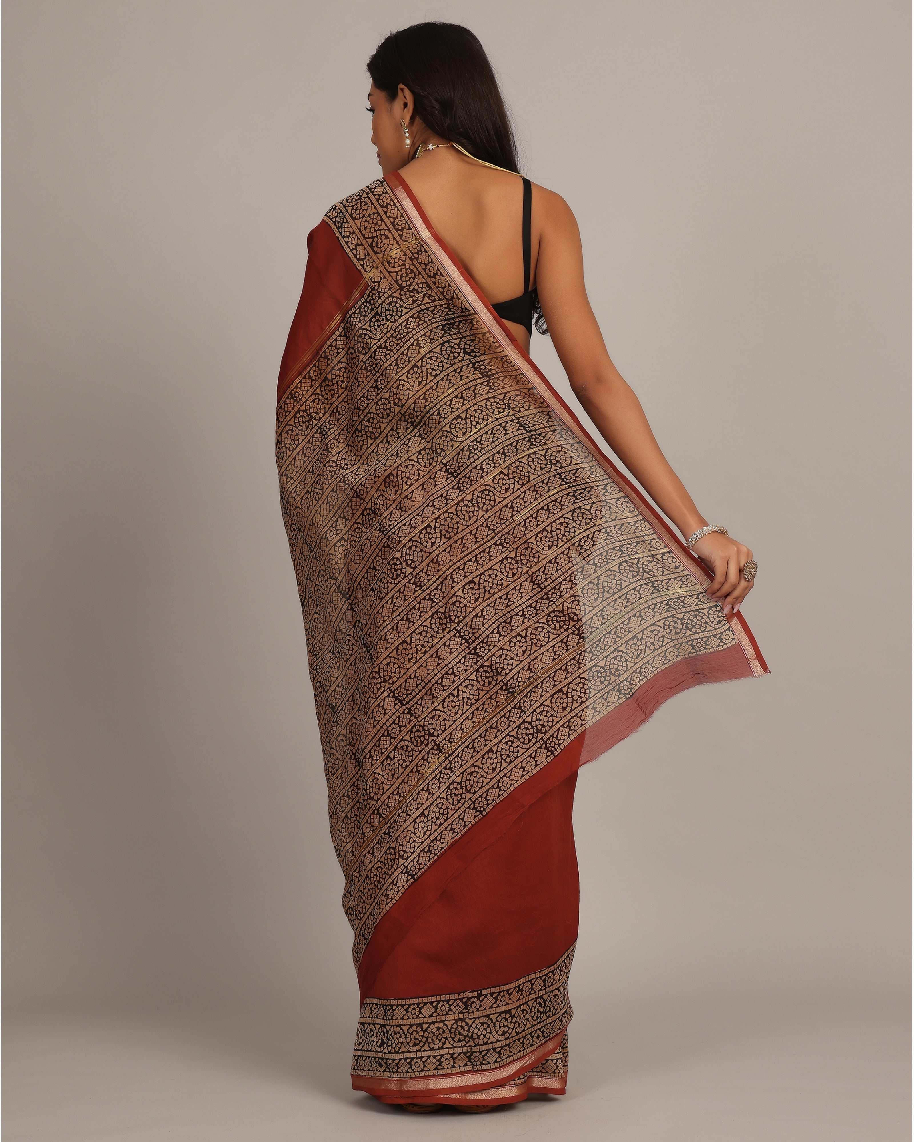 Scarlet Red Solid Chanderi Saree