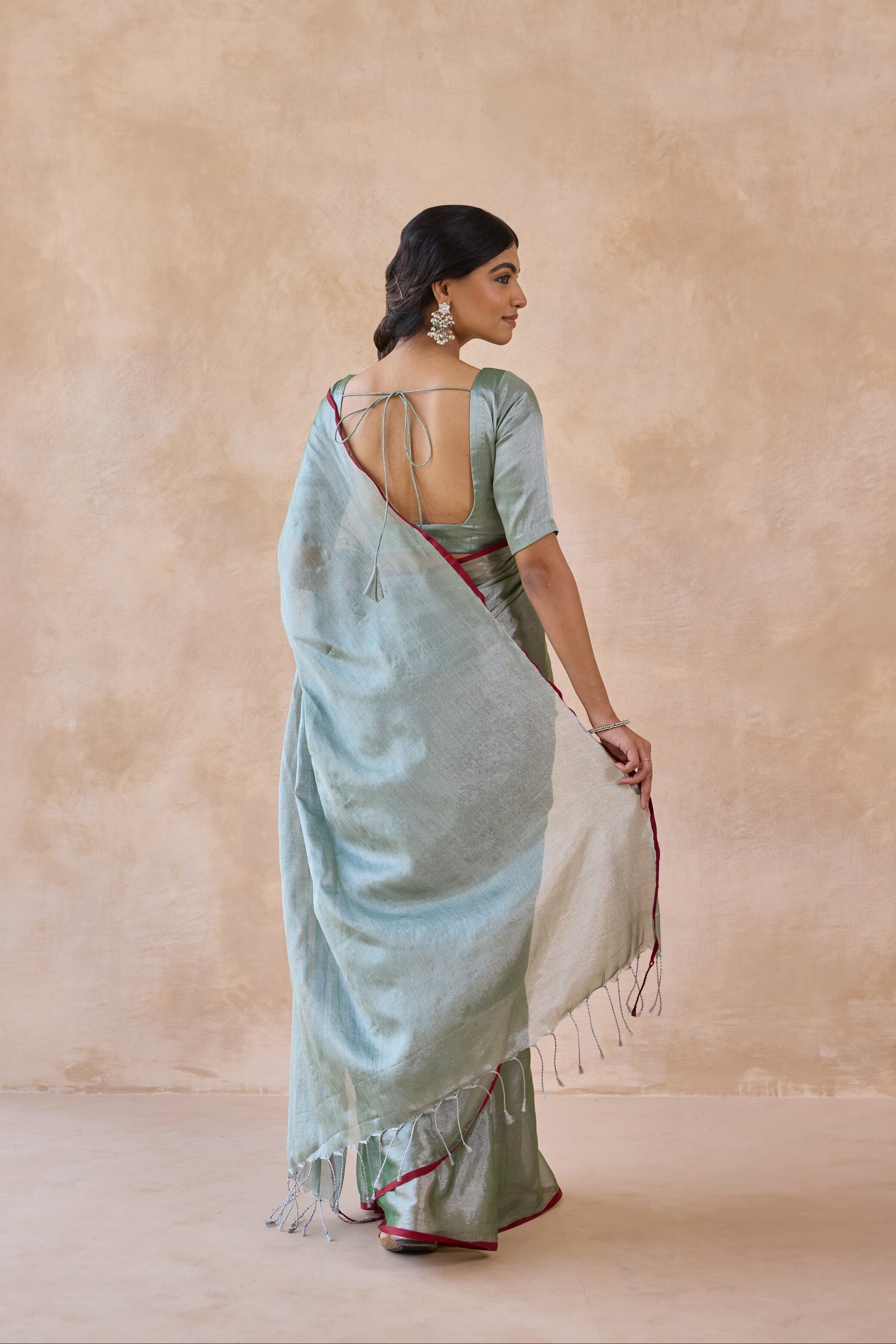 Pista Green Tissue Handwoven Saree