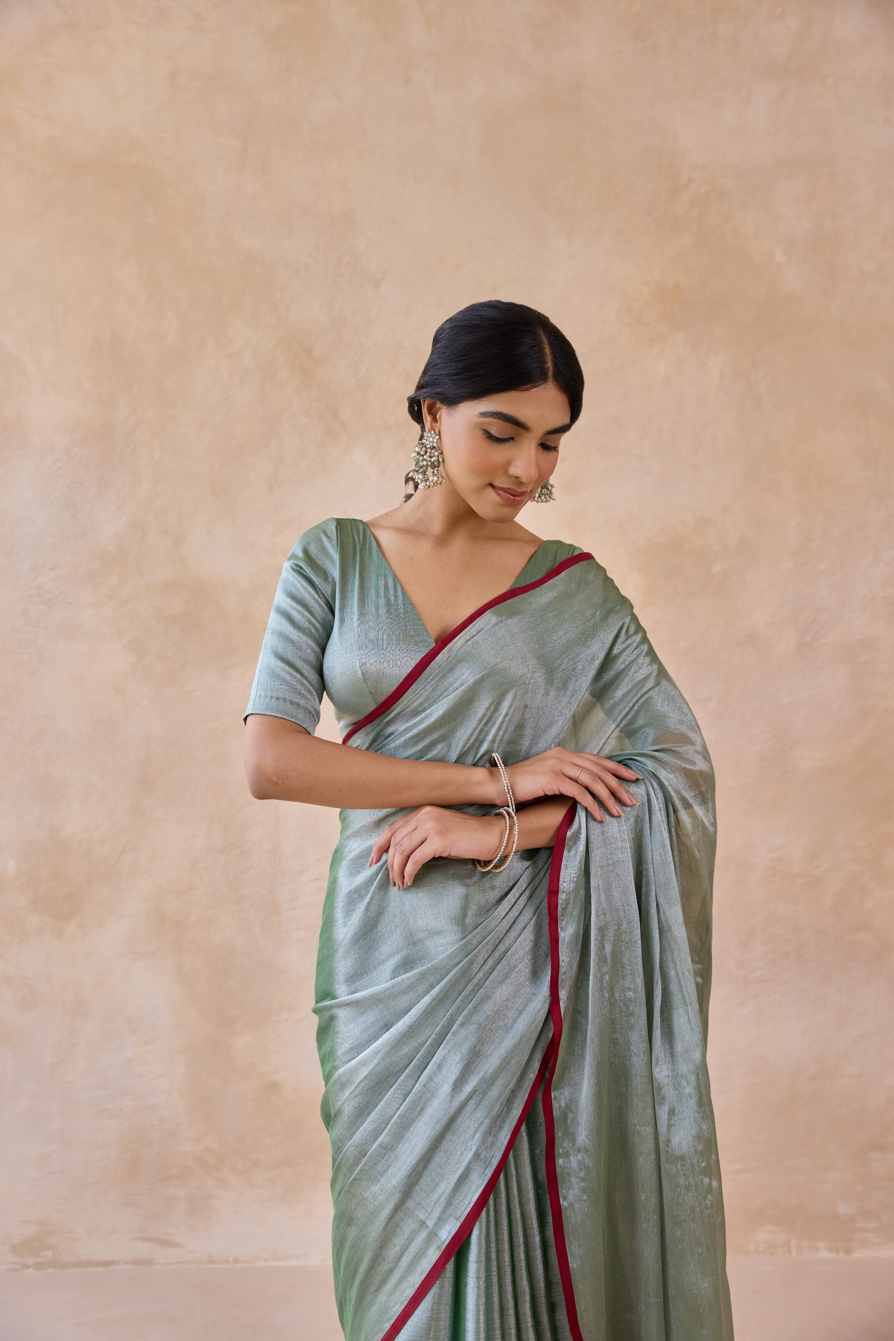 Pista Green Tissue Handwoven Saree