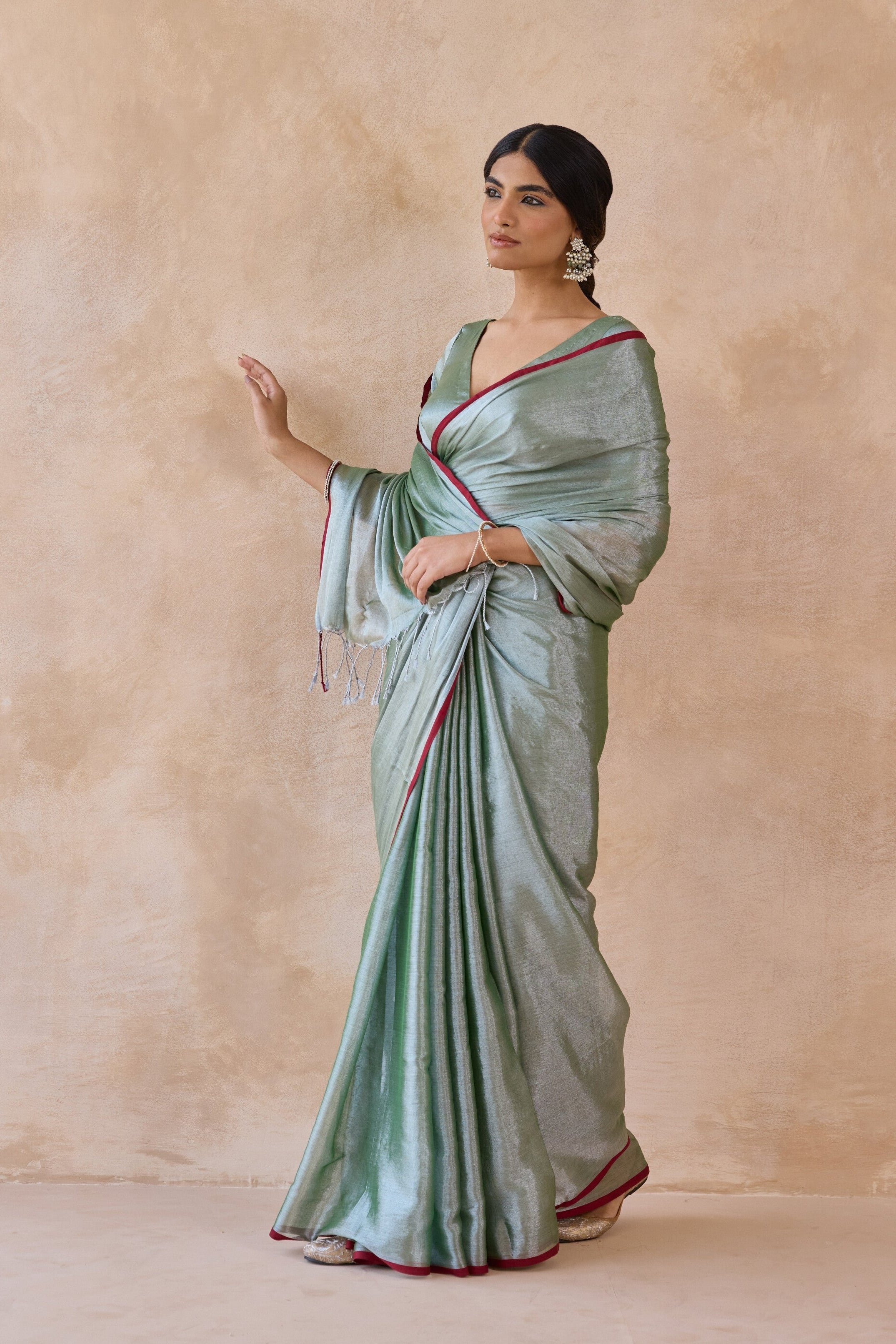 Pista Green Tissue Handwoven Saree