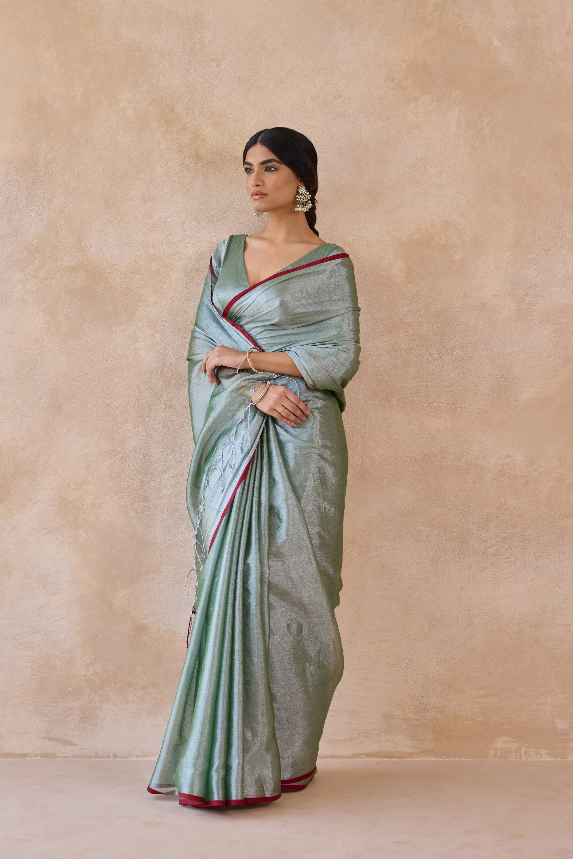Pista Green Tissue Handwoven Saree