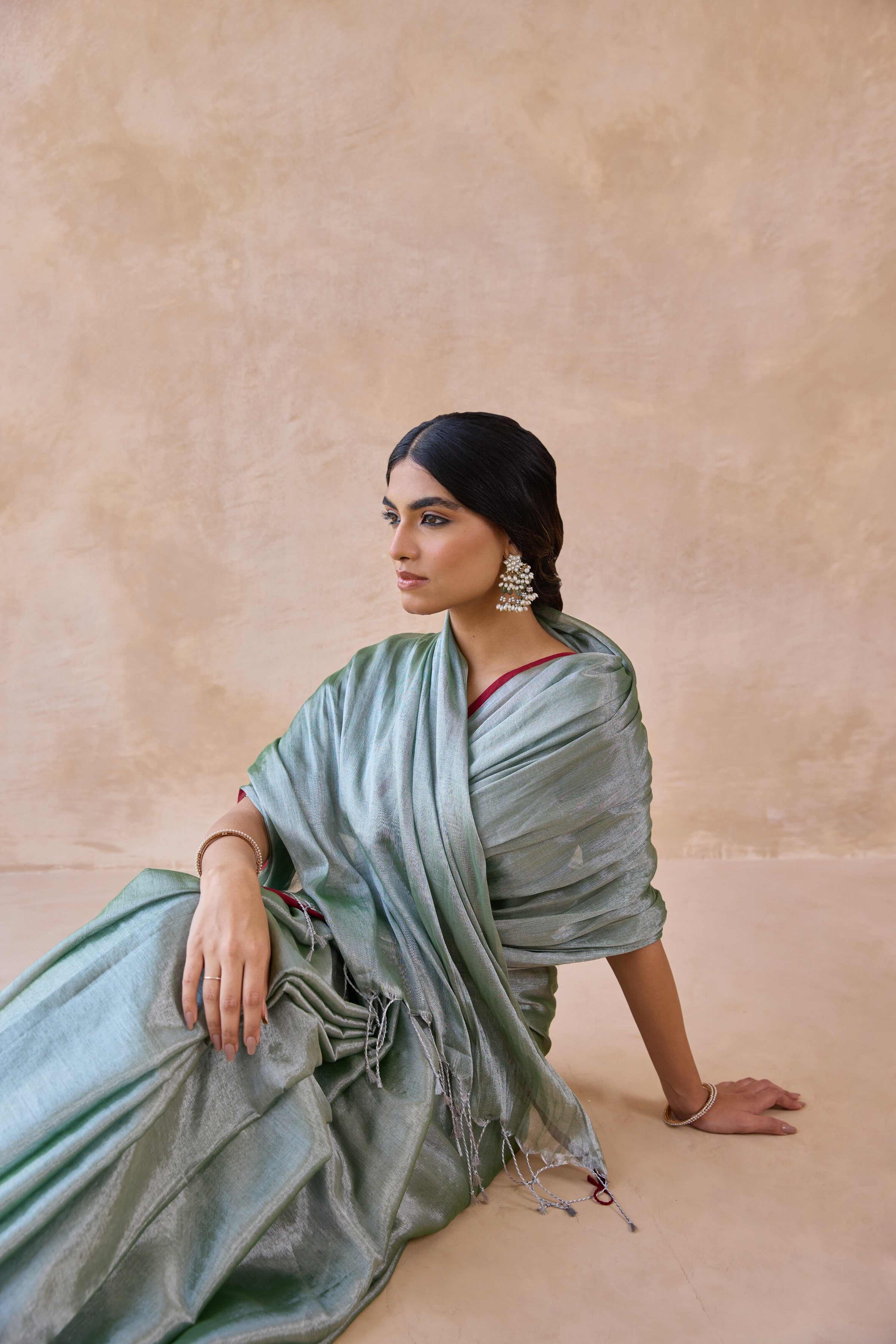 Pista Green Tissue Handwoven Saree