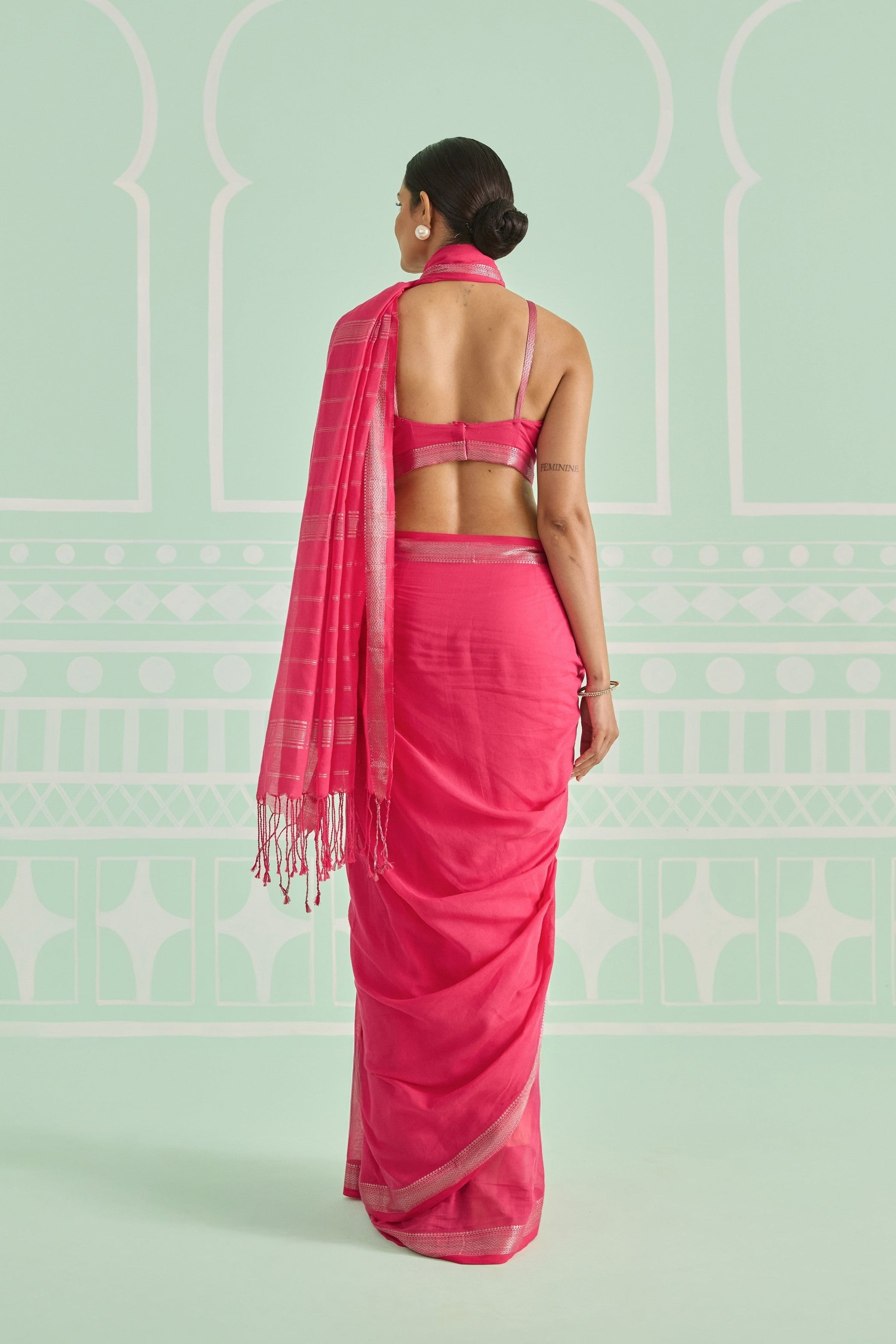 Gulabi Pink Cotton Handwoven Saree