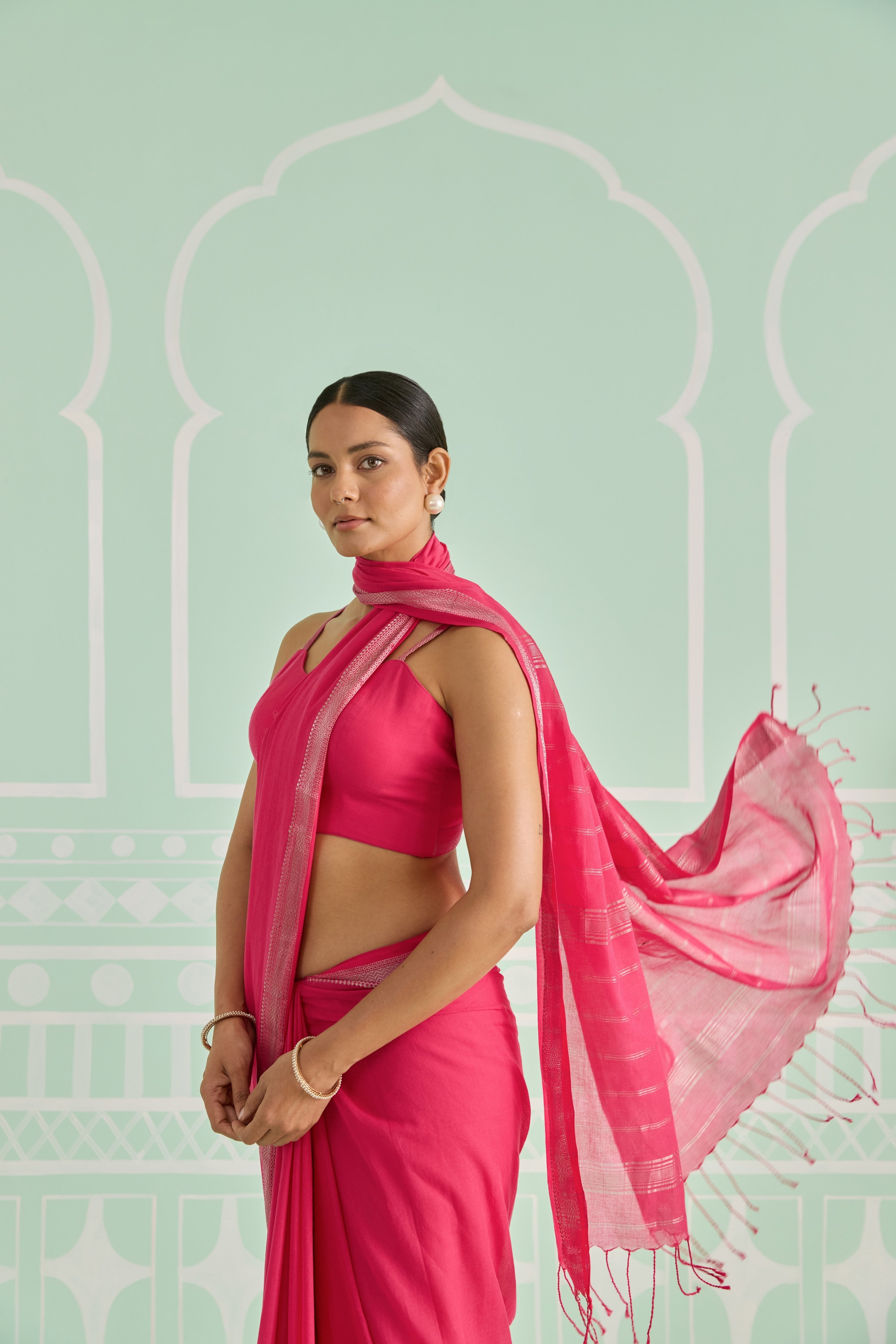 Gulabi Pink Cotton Handwoven Saree