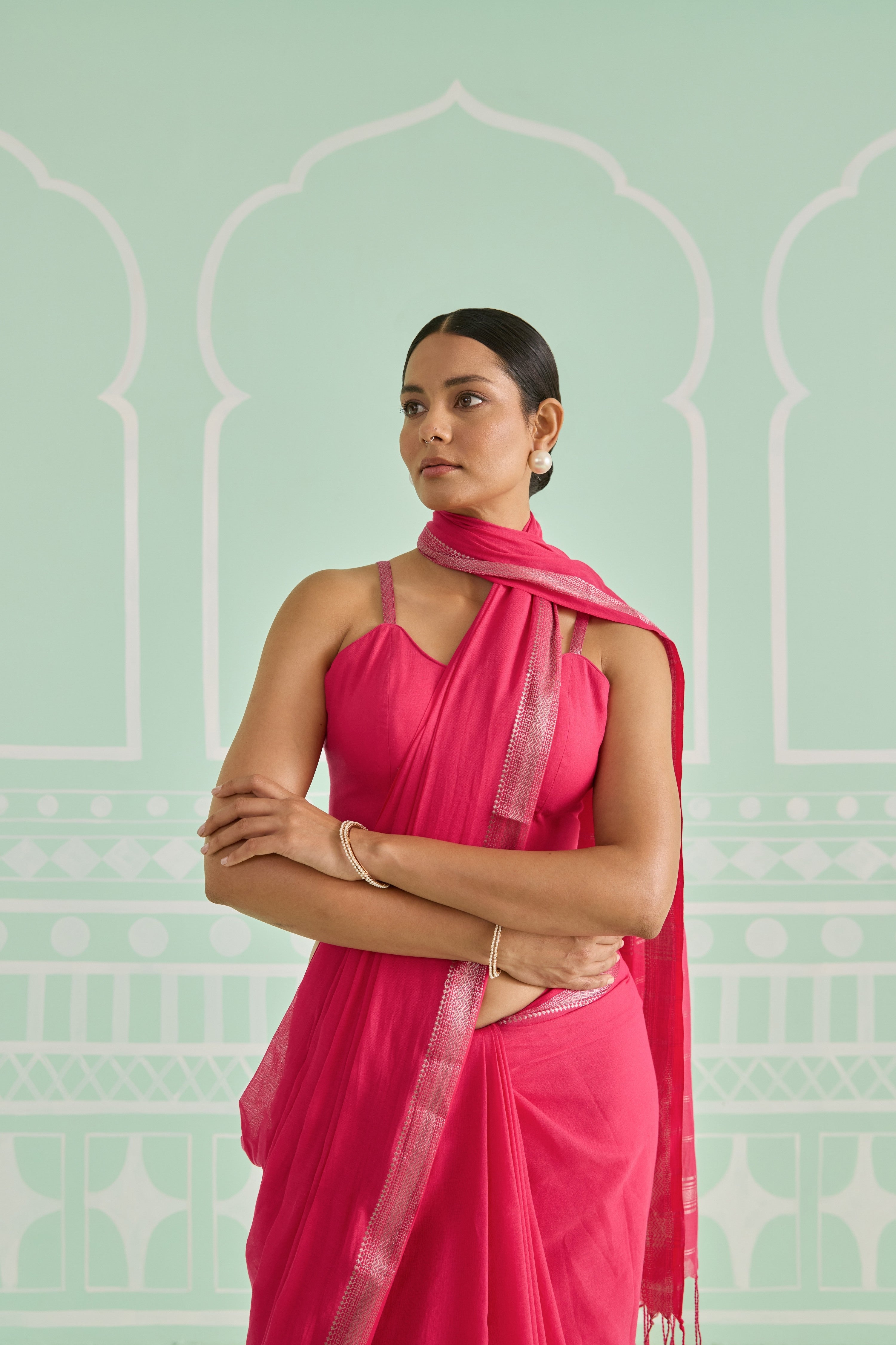 Gulabi Pink Cotton Handwoven Saree