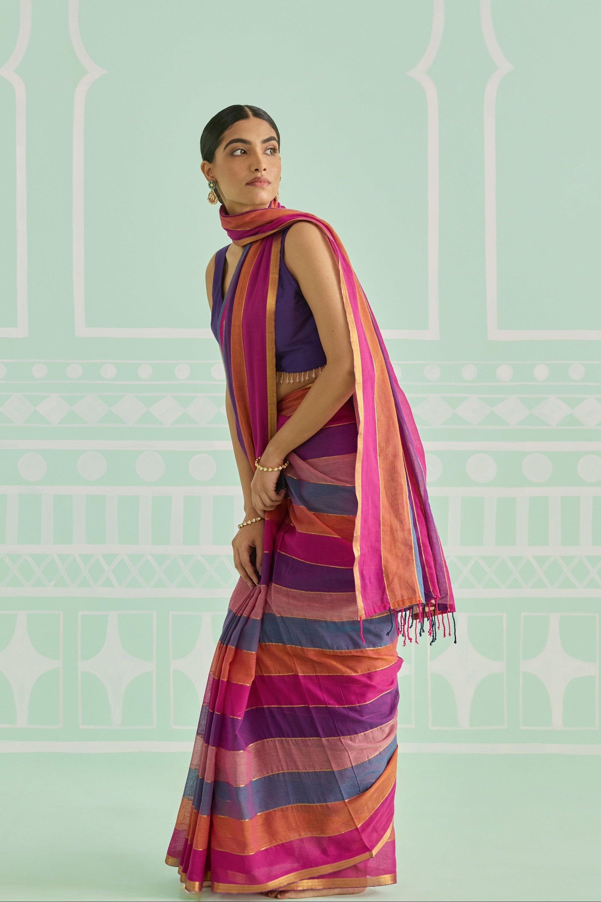 Gulabi Multicolor Cotton Handwoven Saree