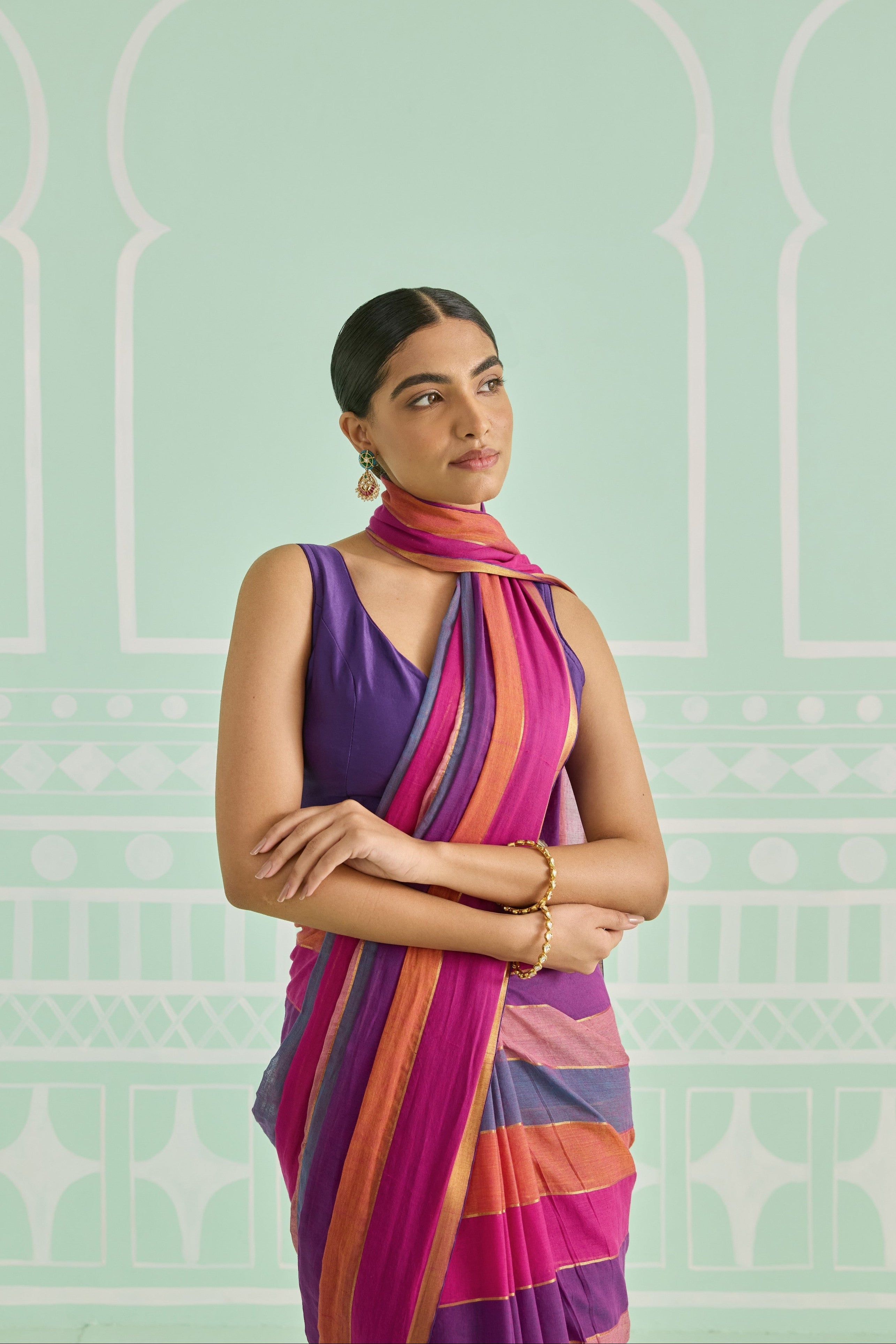 Gulabi Multicolor Cotton Handwoven Saree