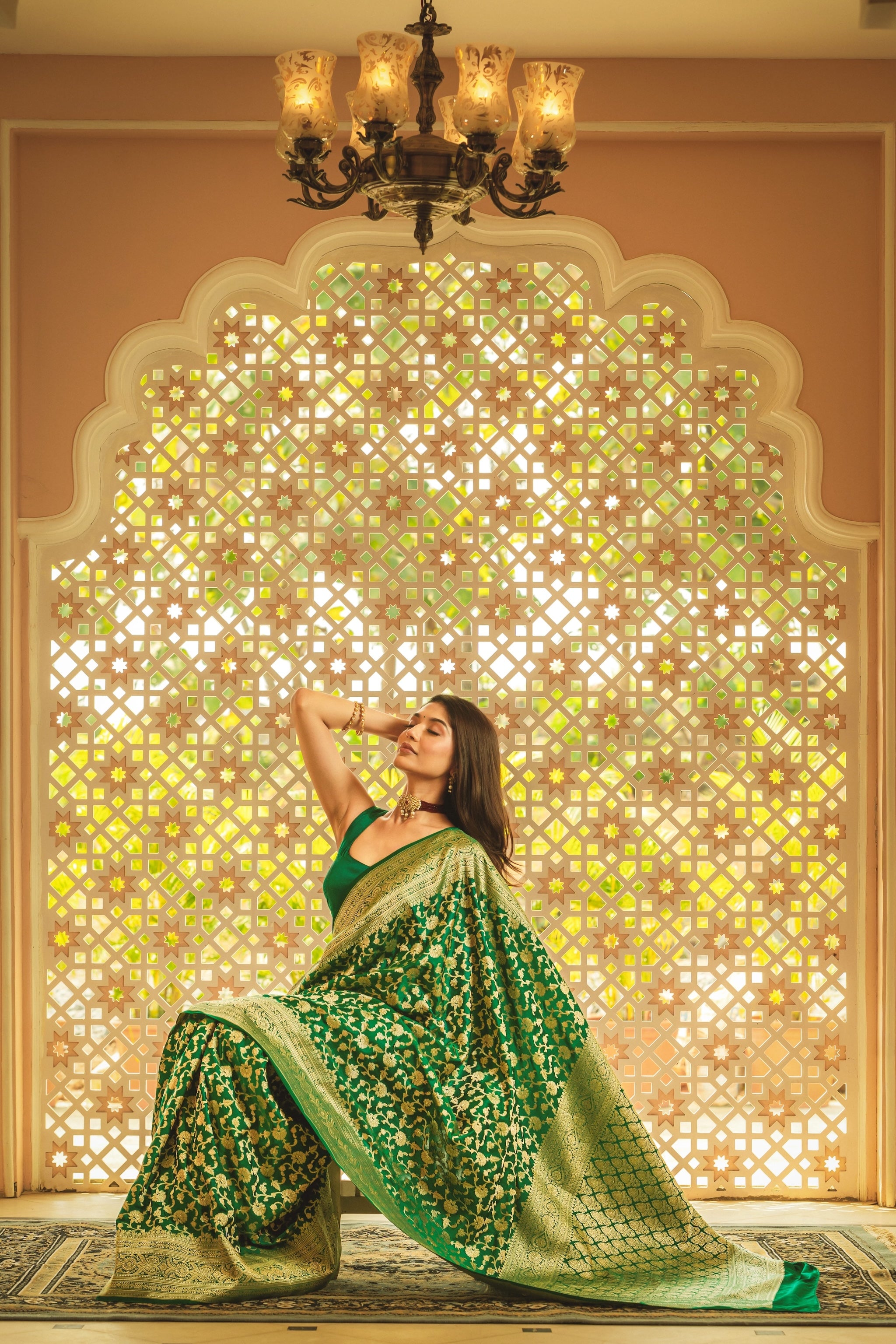 Dark Green Banarasi Handloom Silk Saree