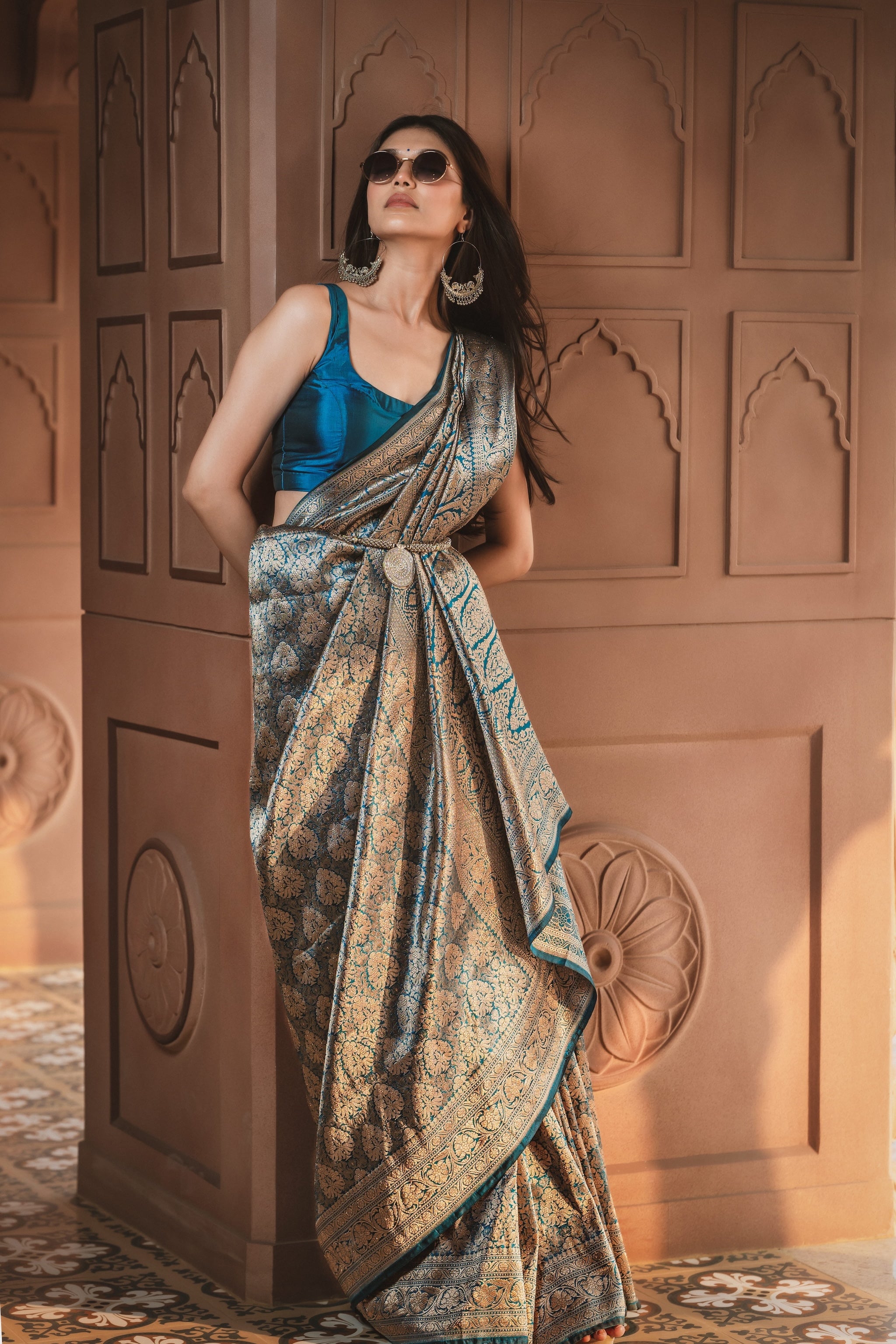 Ocean Blue Banarasi Handloom Silk Saree