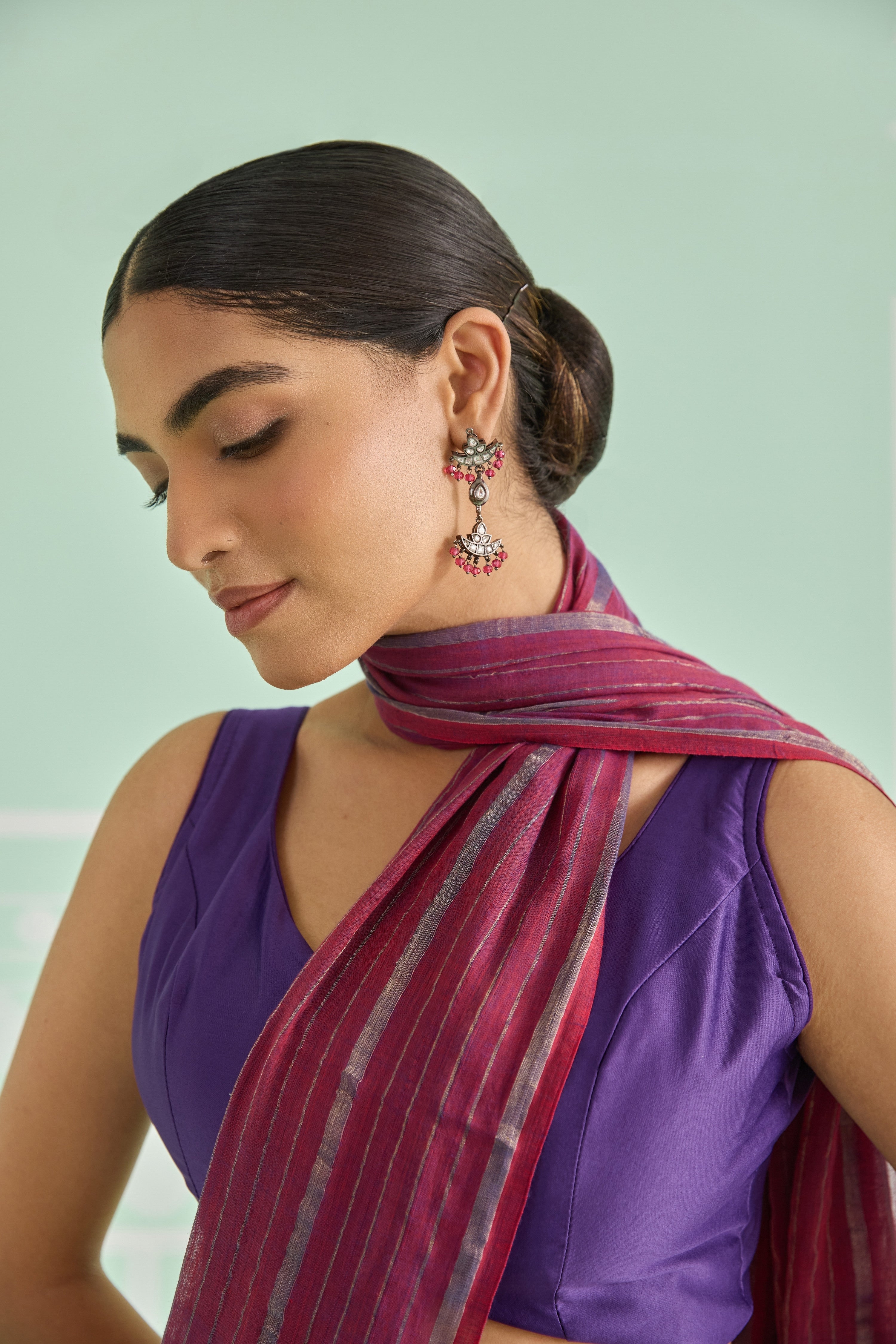 Mulberry Plum Cotton Handwoven Saree