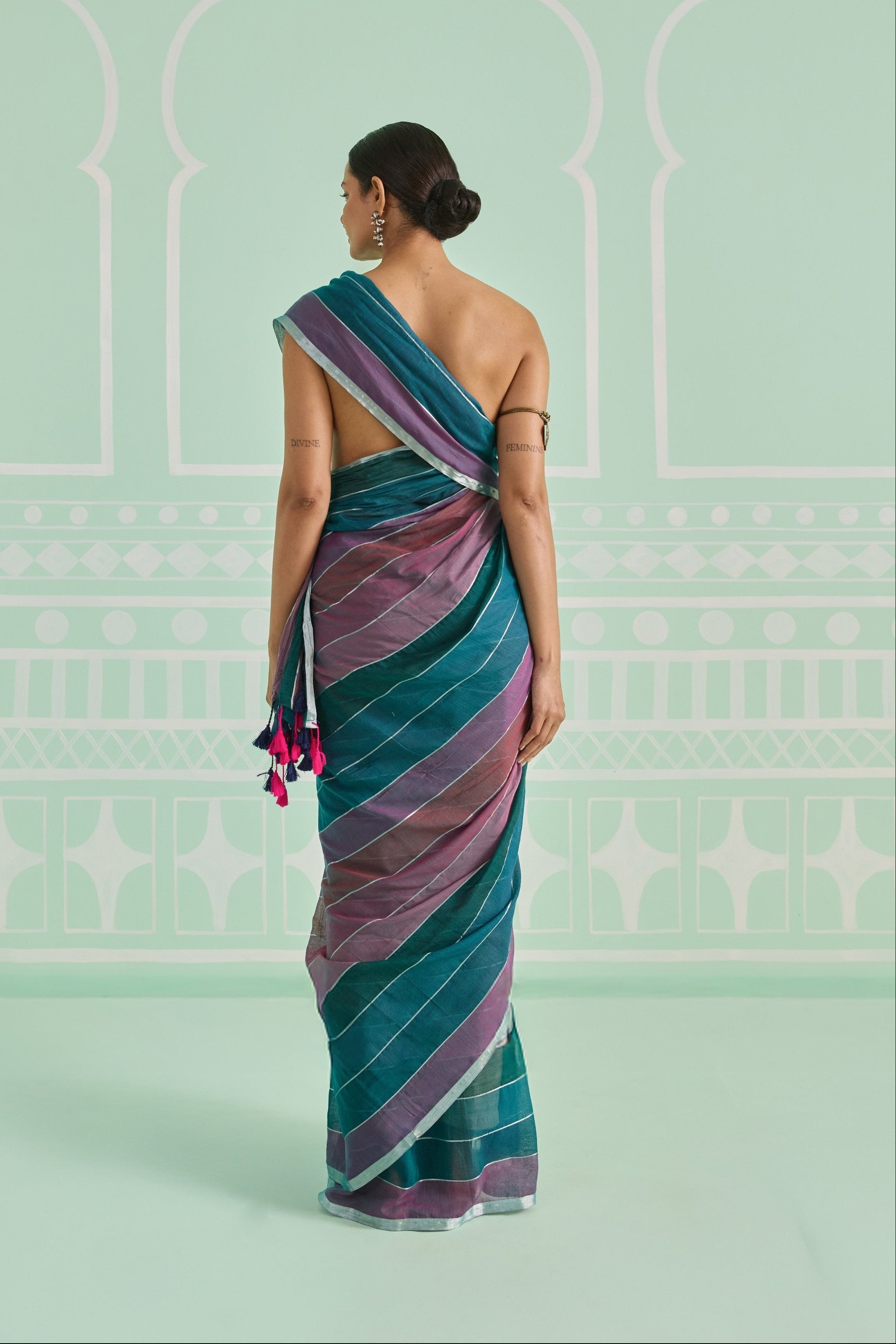 Teal Plum Cotton Handwoven Saree