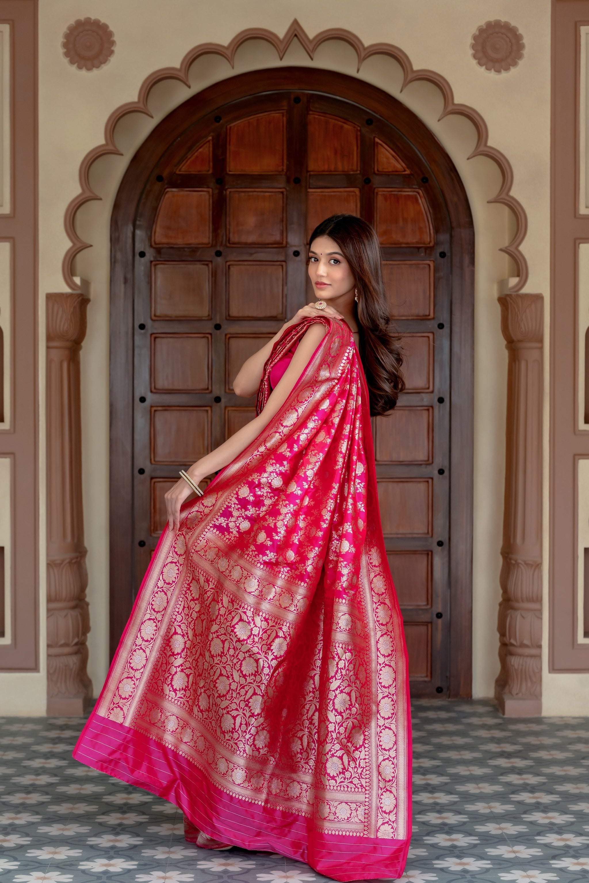 Rani Pink Banarasi Silk Handwoven Saree