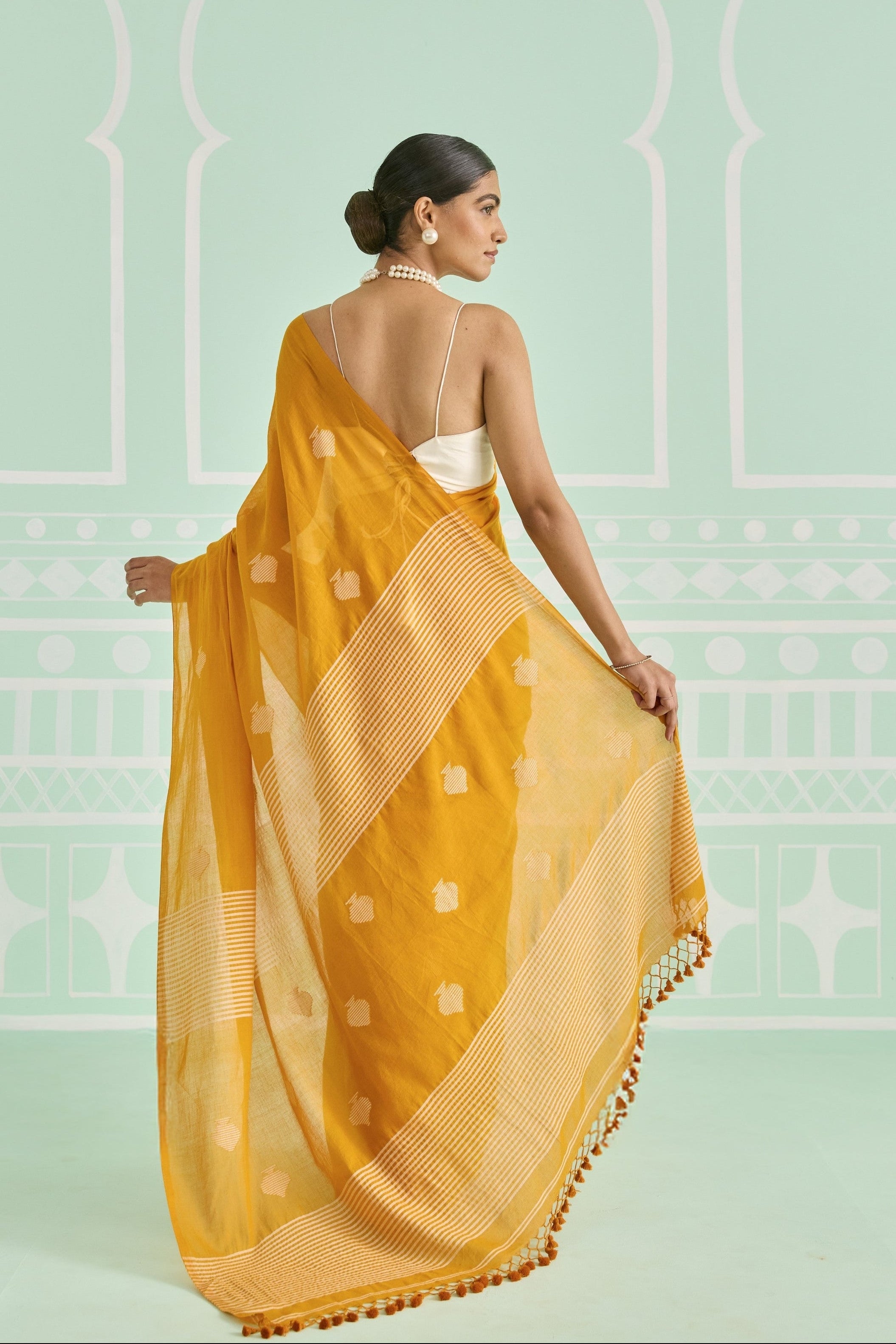 Marigold Yellow Cotton Handwoven Saree