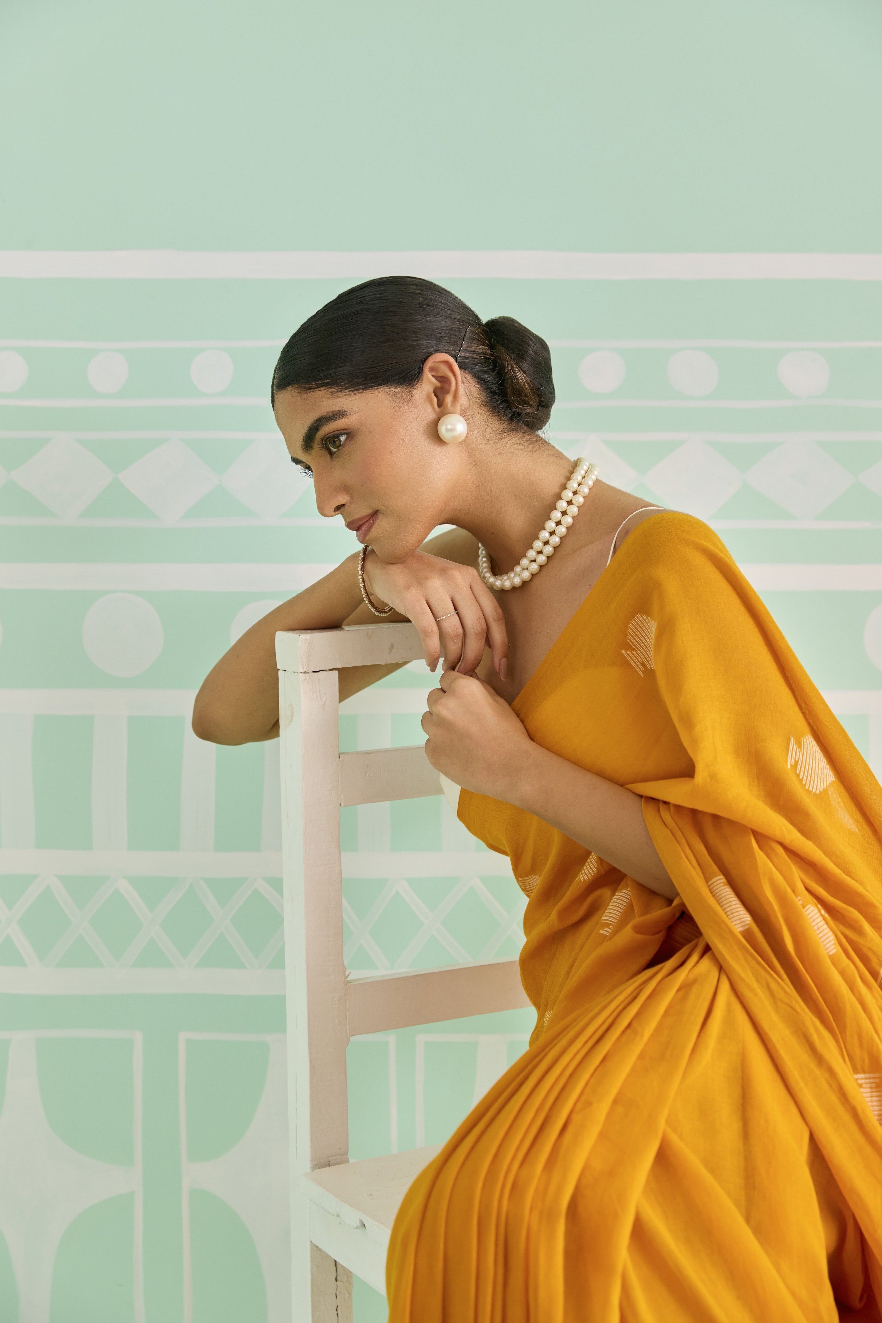 Marigold Yellow Cotton Handwoven Saree
