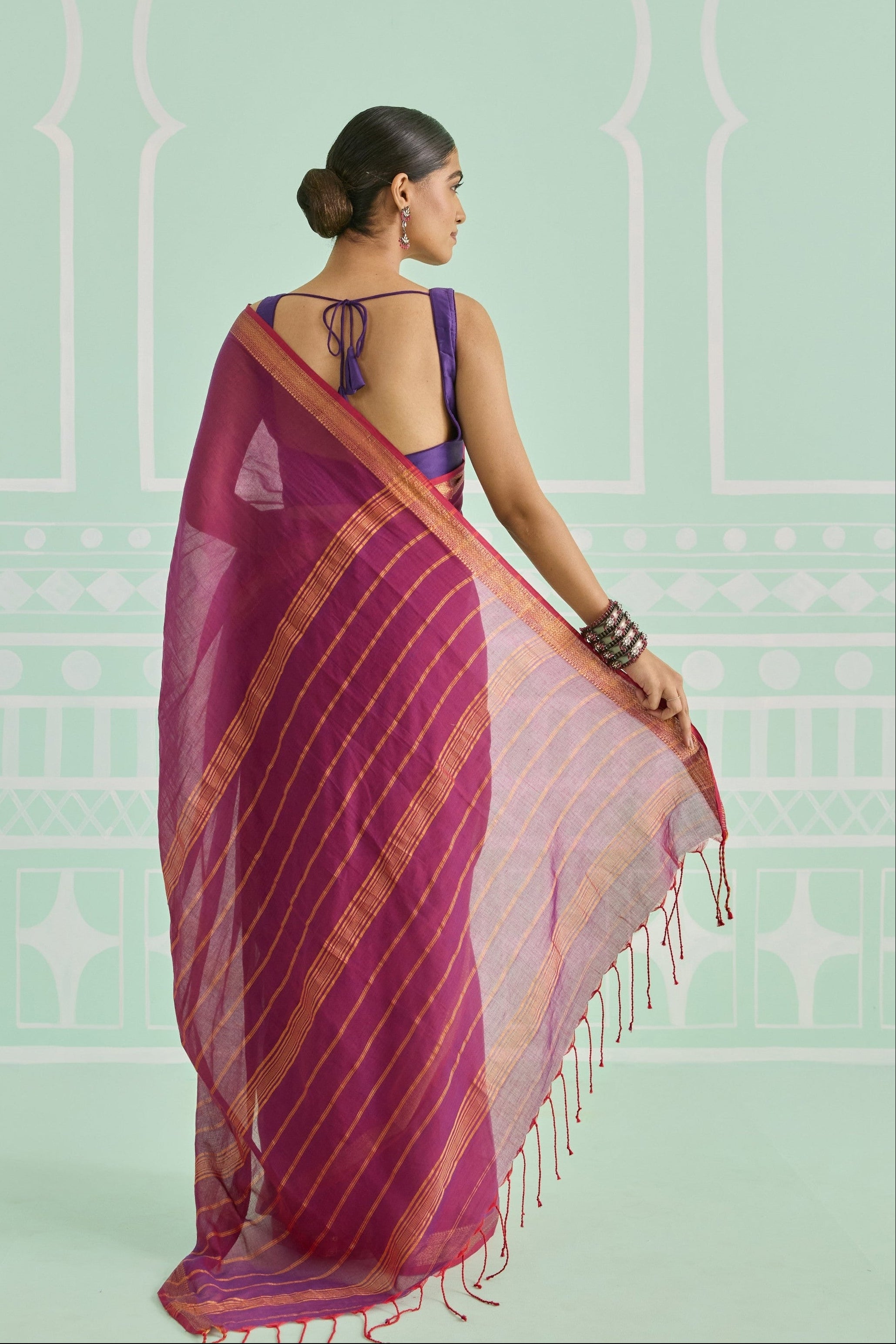 Jamun Pink Cotton Handwoven Saree