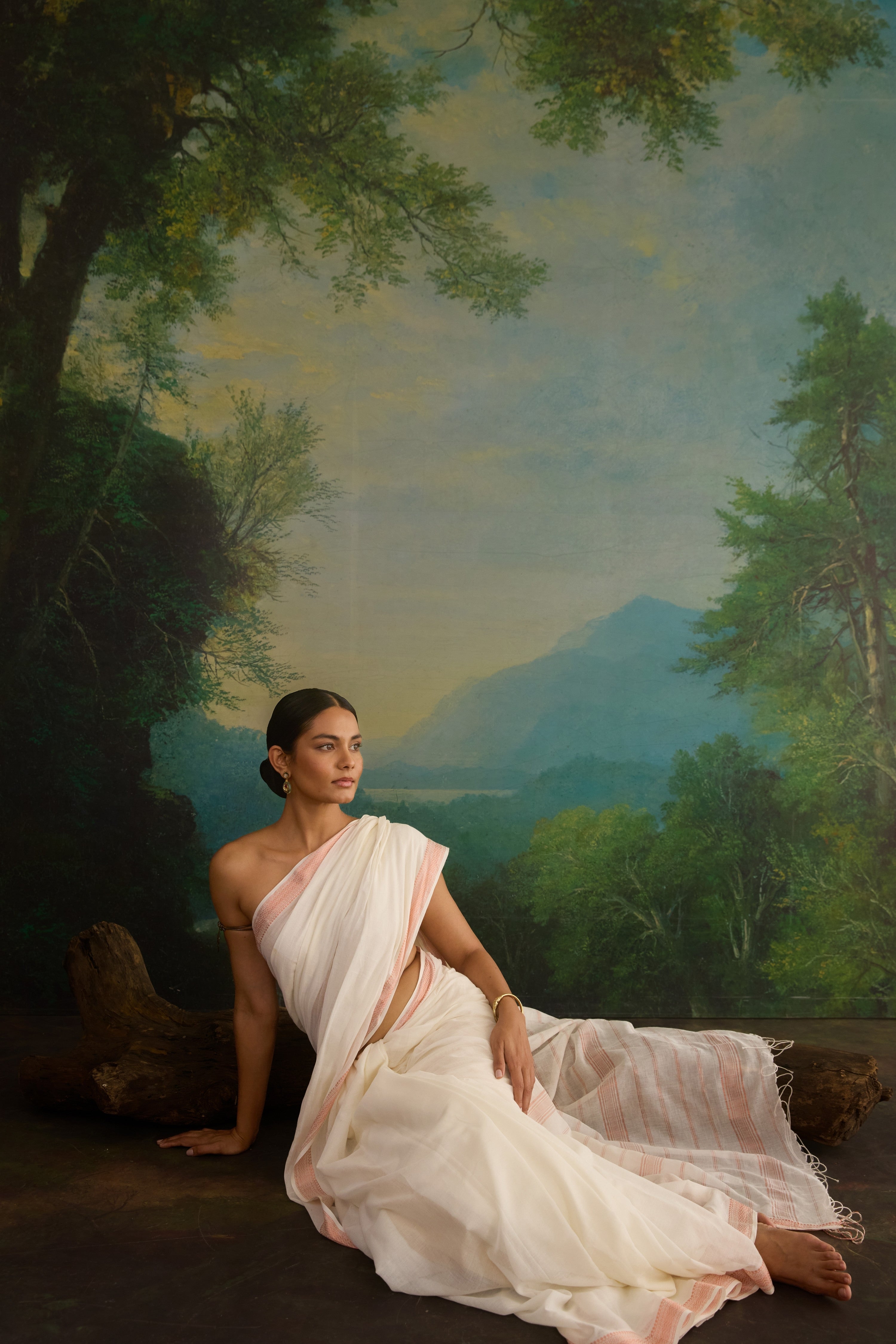 Ivory Blush Cotton Handwoven Saree