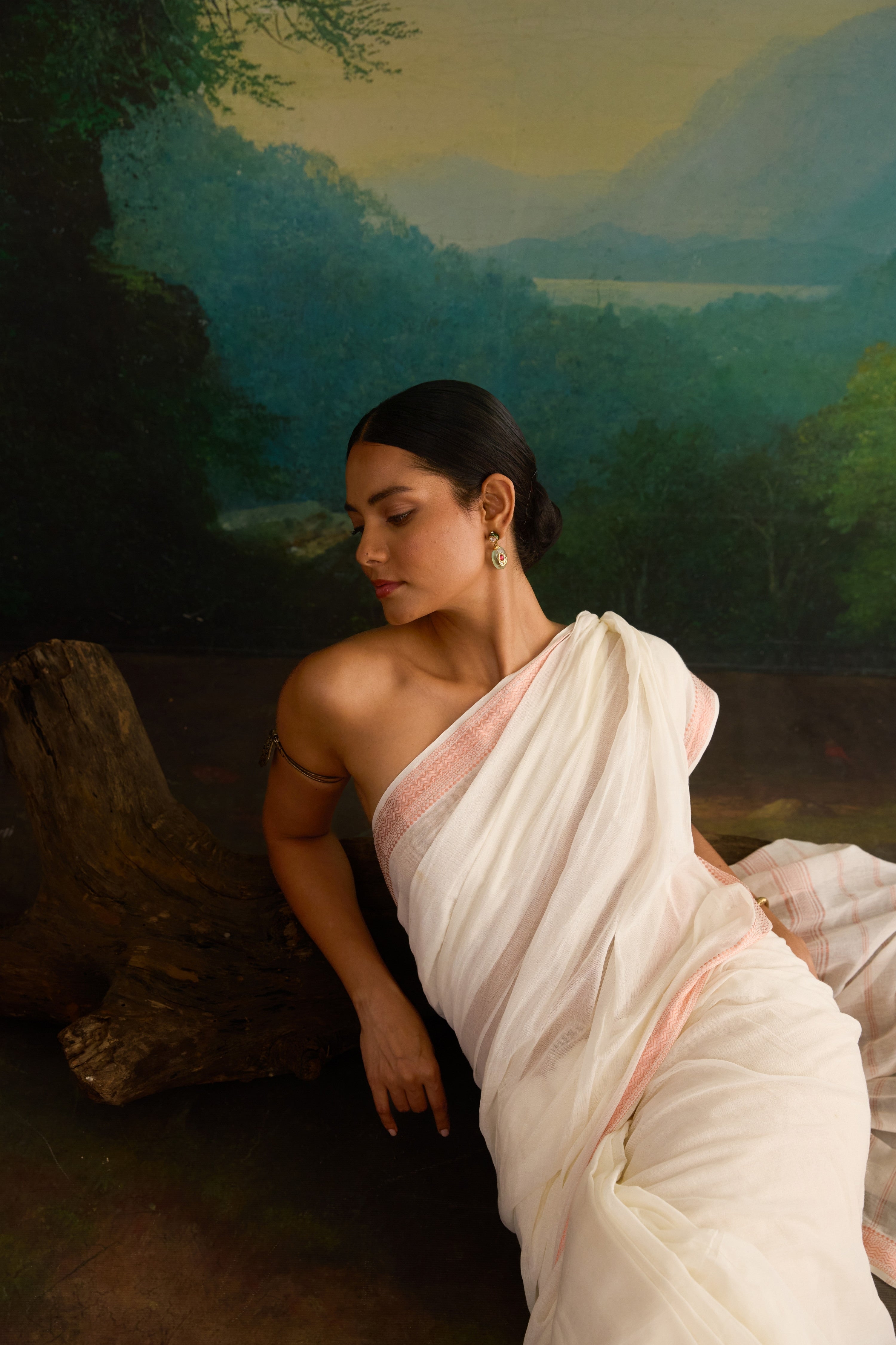 Ivory Blush Cotton Handwoven Saree