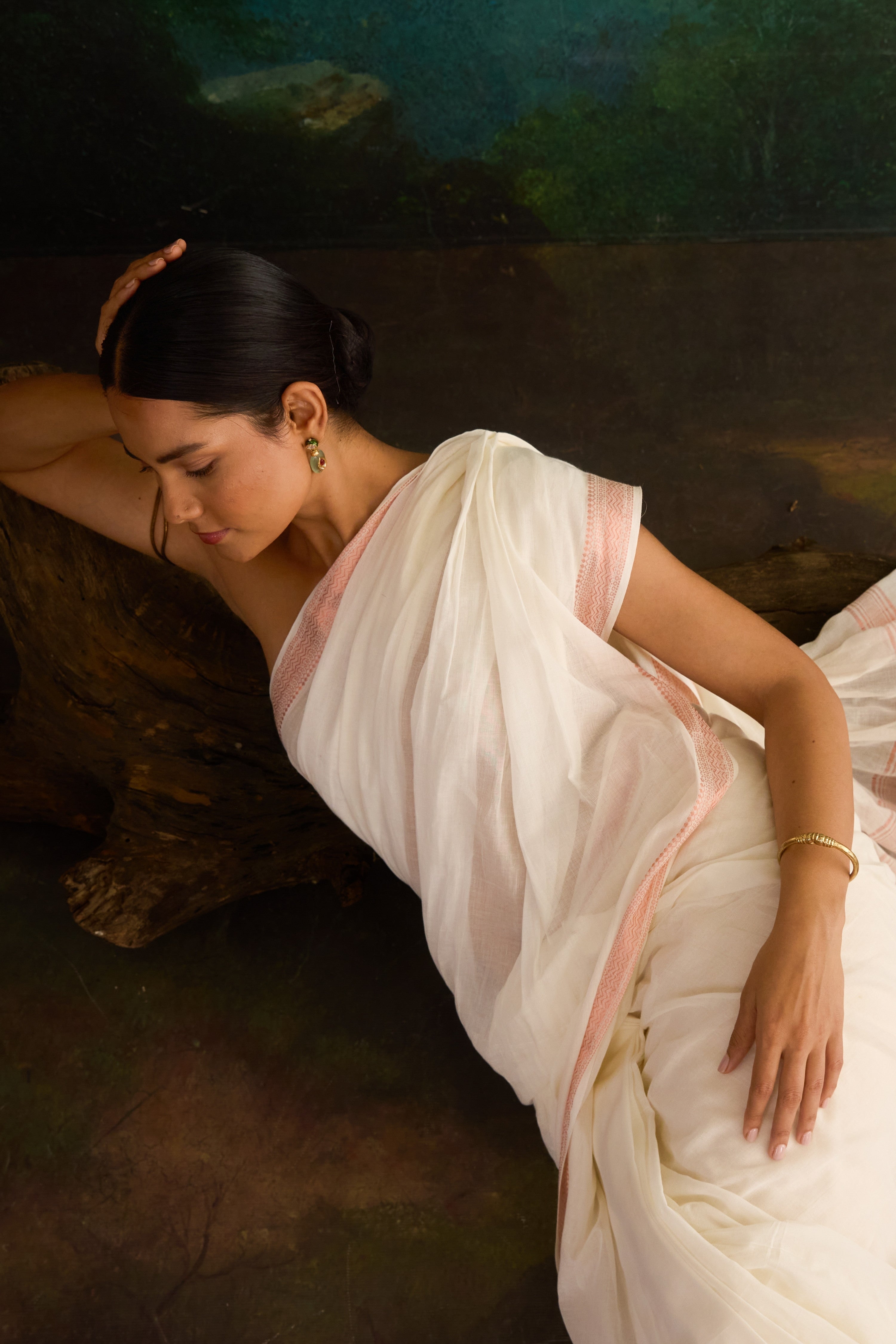 Ivory Blush Cotton Handwoven Saree