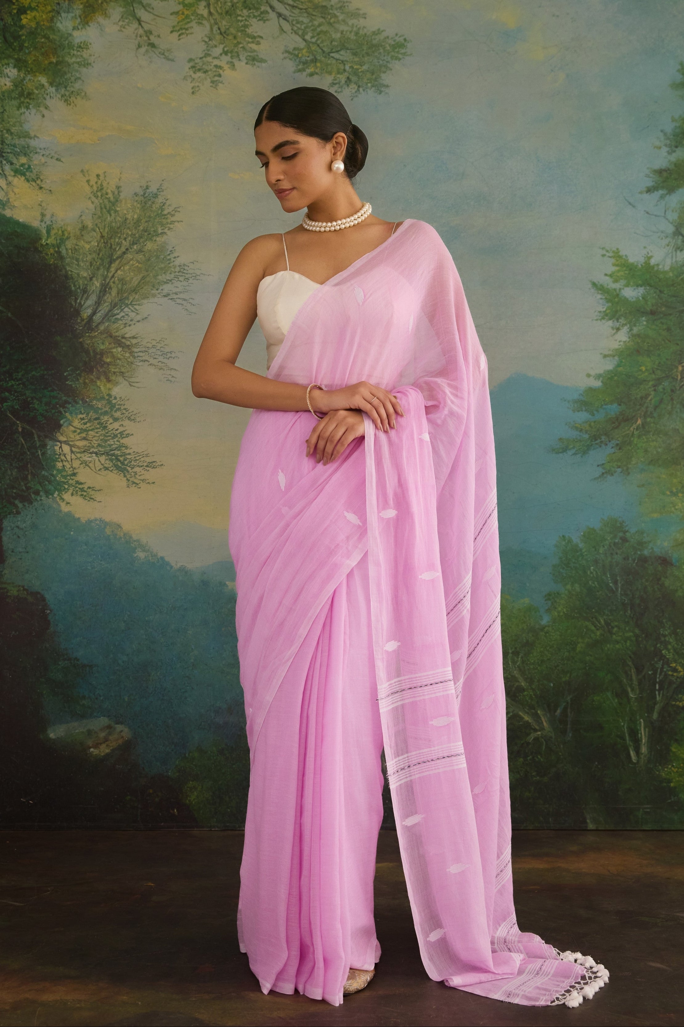 Blush Pink Cotton Handwoven Saree