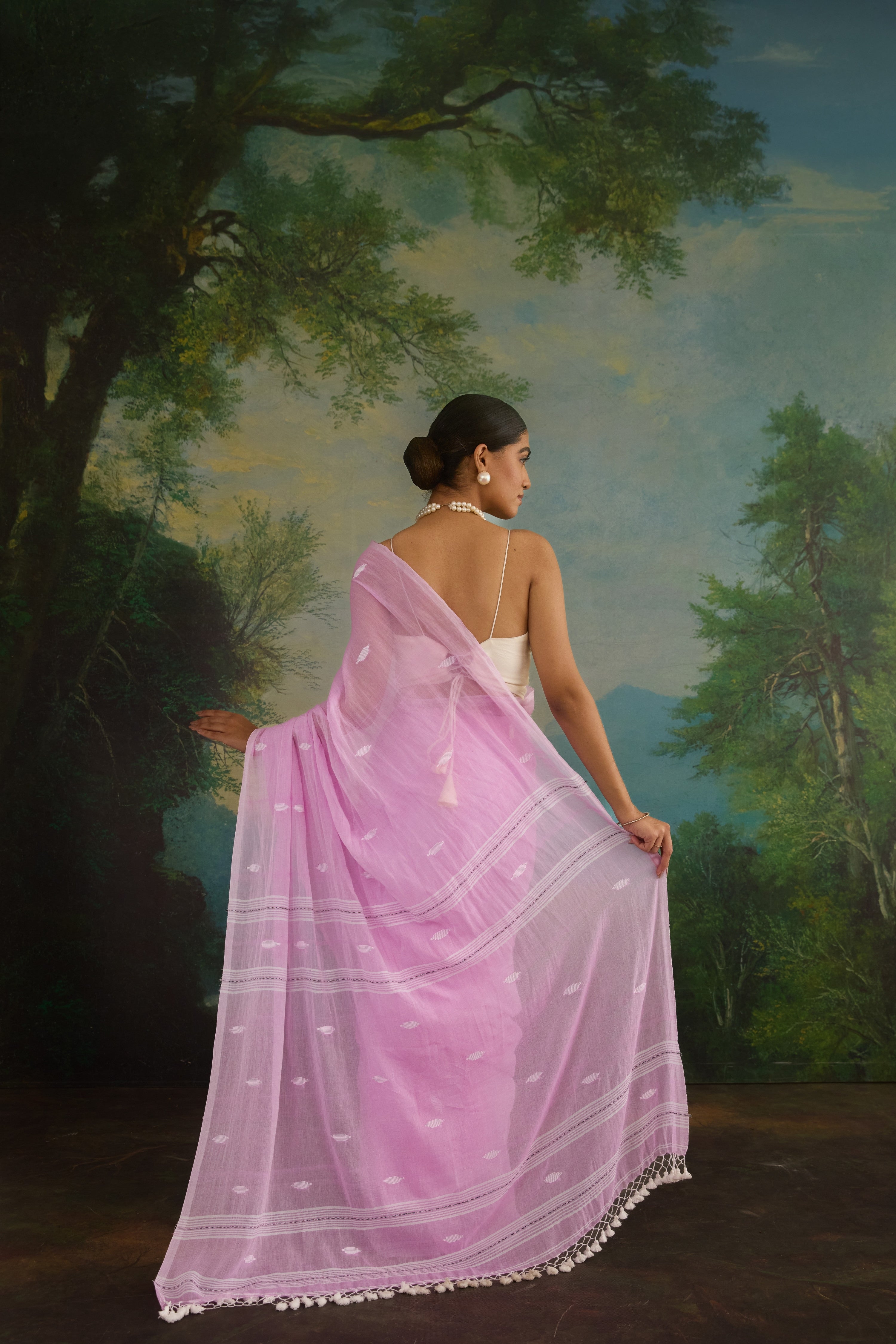 Blush Pink Cotton Handwoven Saree