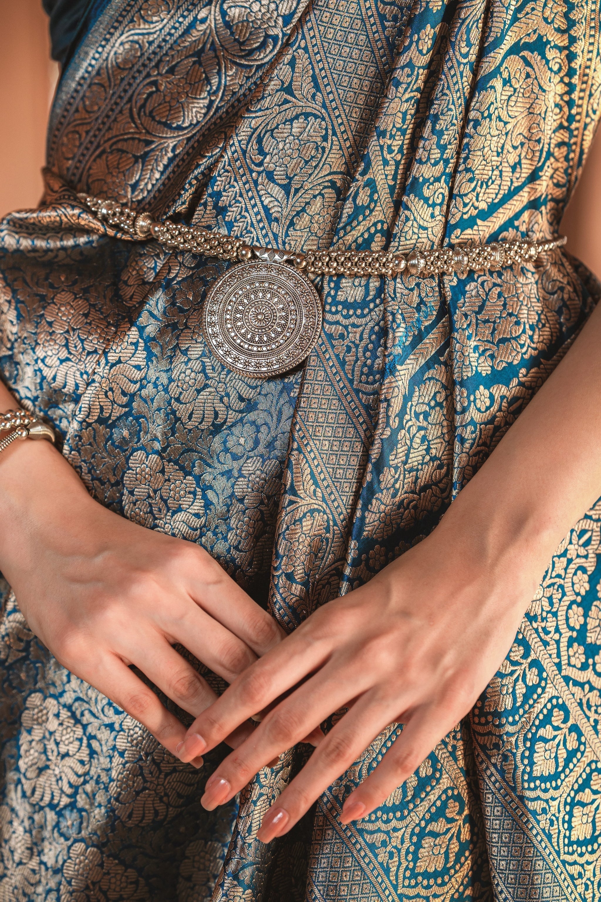 Ocean Blue Banarasi Silk Handwoven Saree