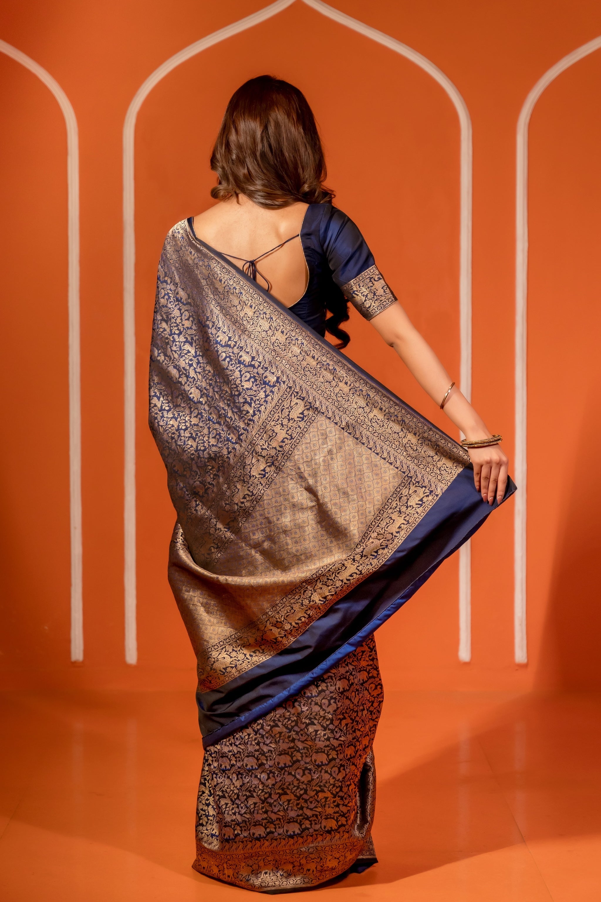 Midnight Blue Banarasi Silk Handwoven Saree