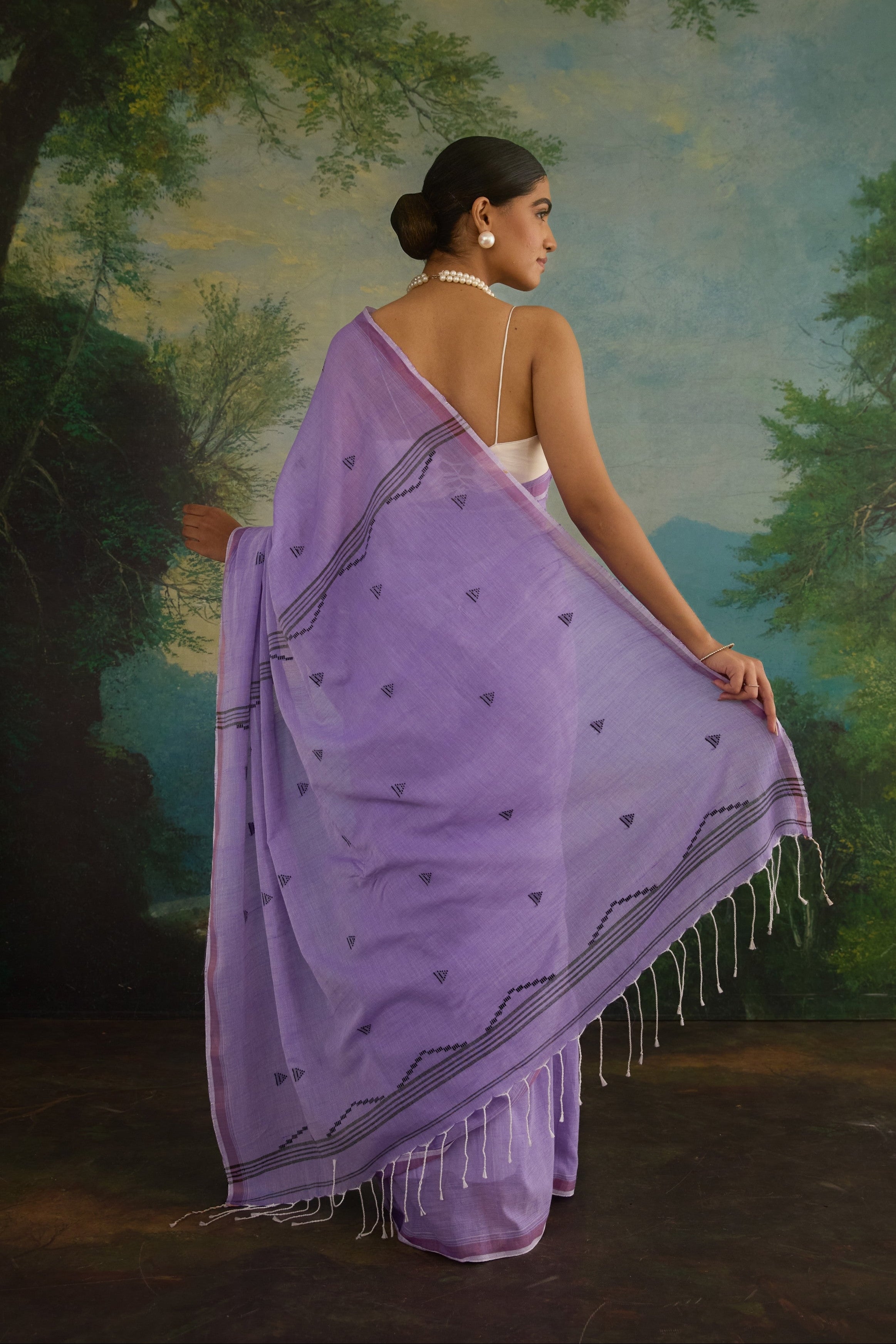 Lavender Mist Cotton Handwoven Saree