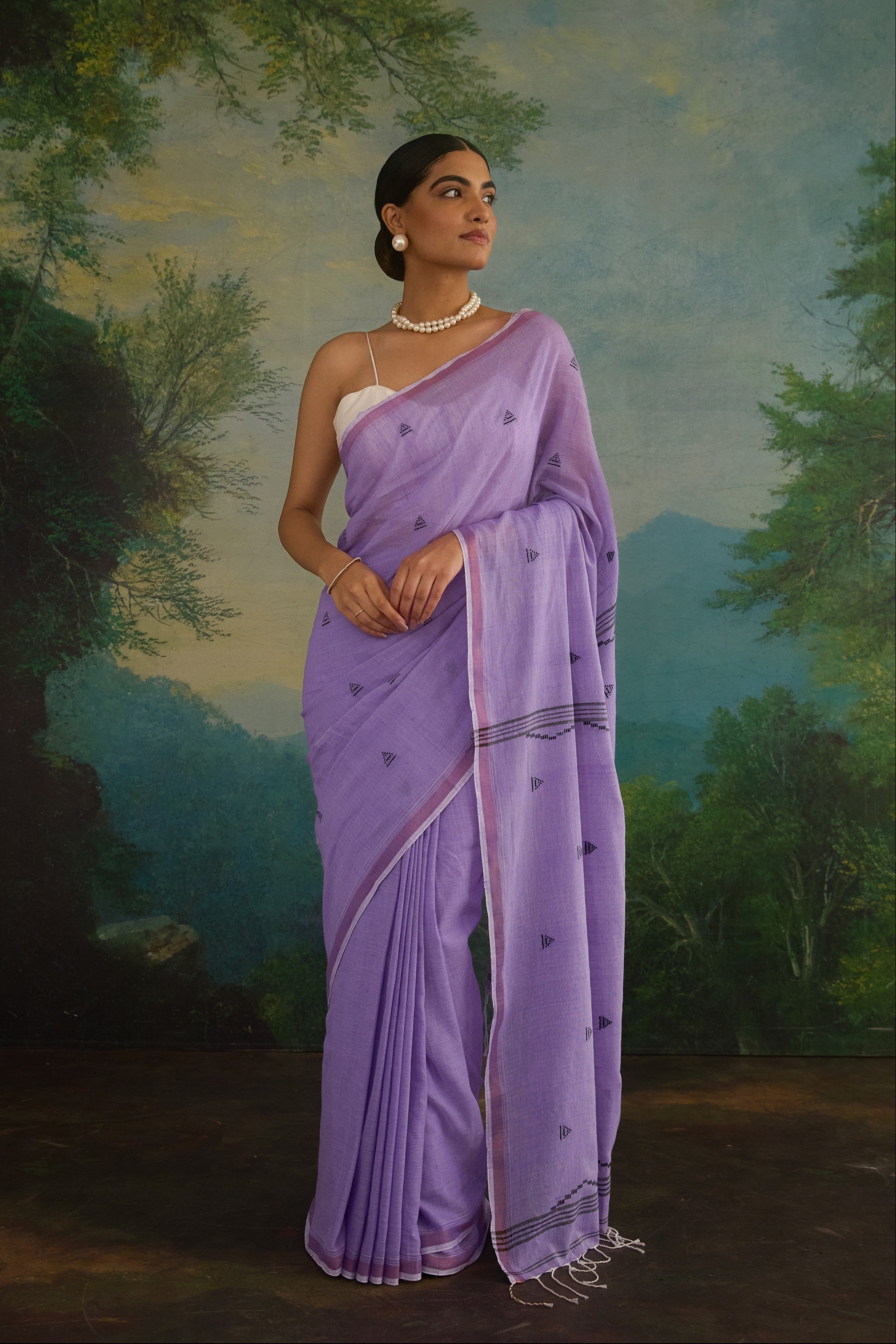 Lavender Mist Cotton Handwoven Saree