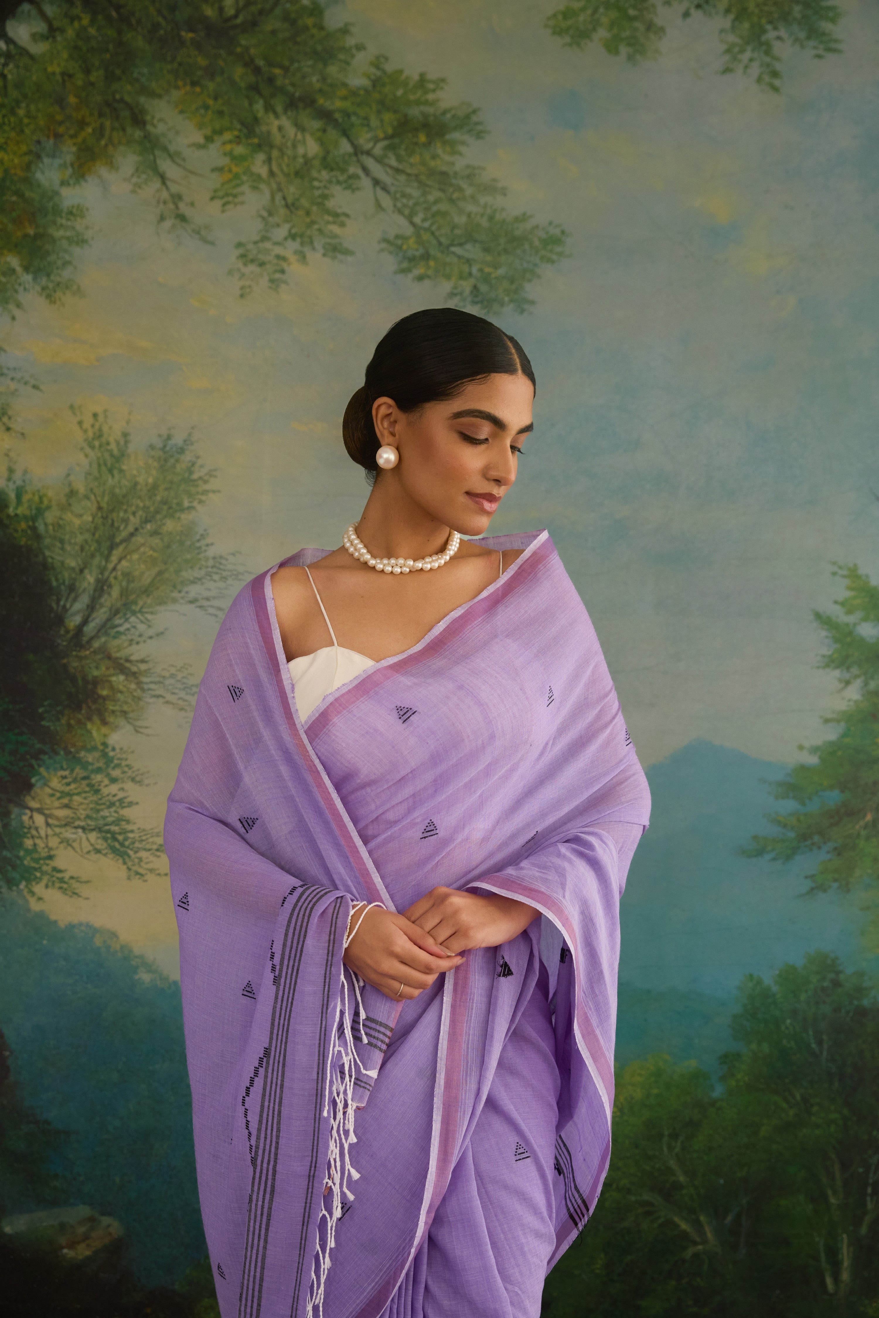 Lavender Mist Cotton Handwoven Saree