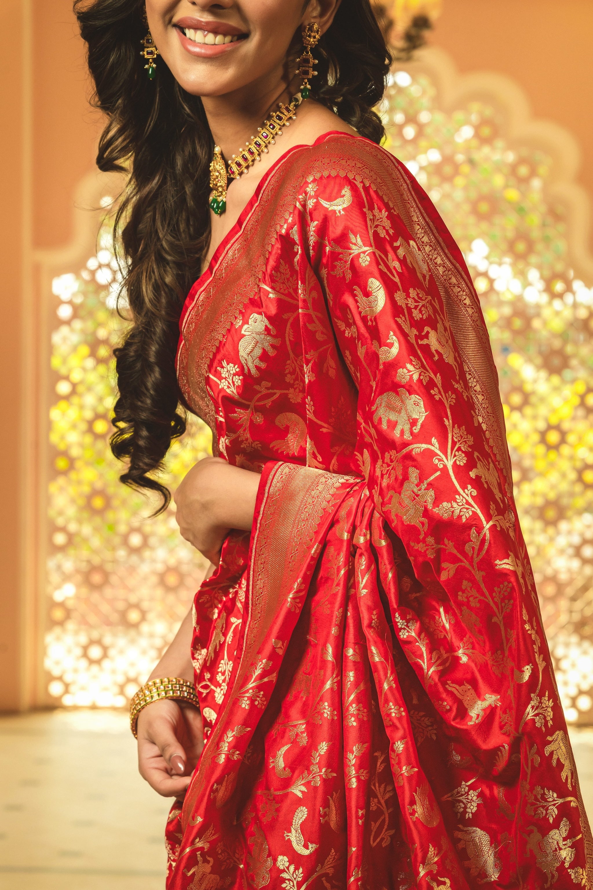 Deep Red Banarasi Silk Handwoven Saree