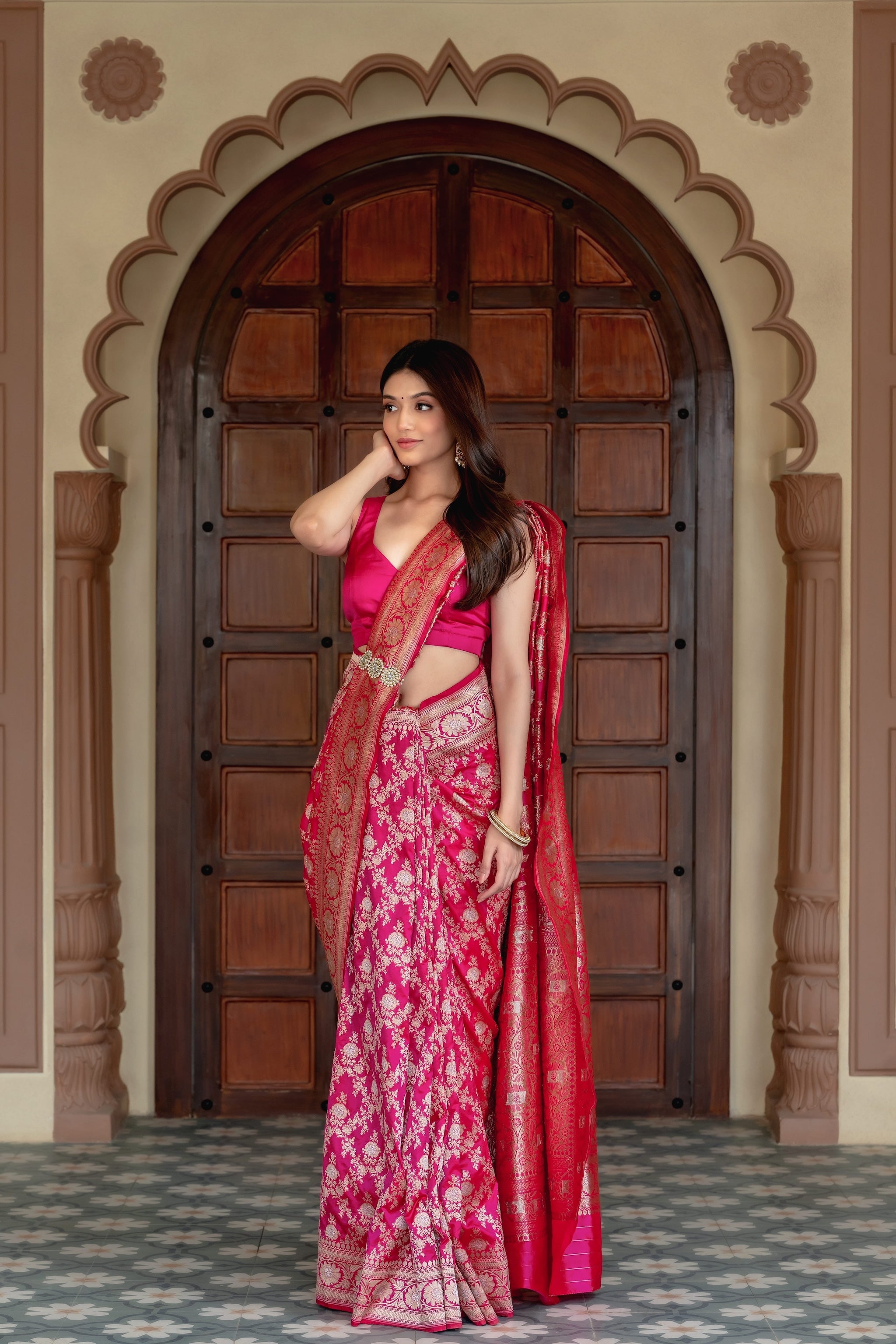 Rani Pink Banarasi Silk Handwoven Saree