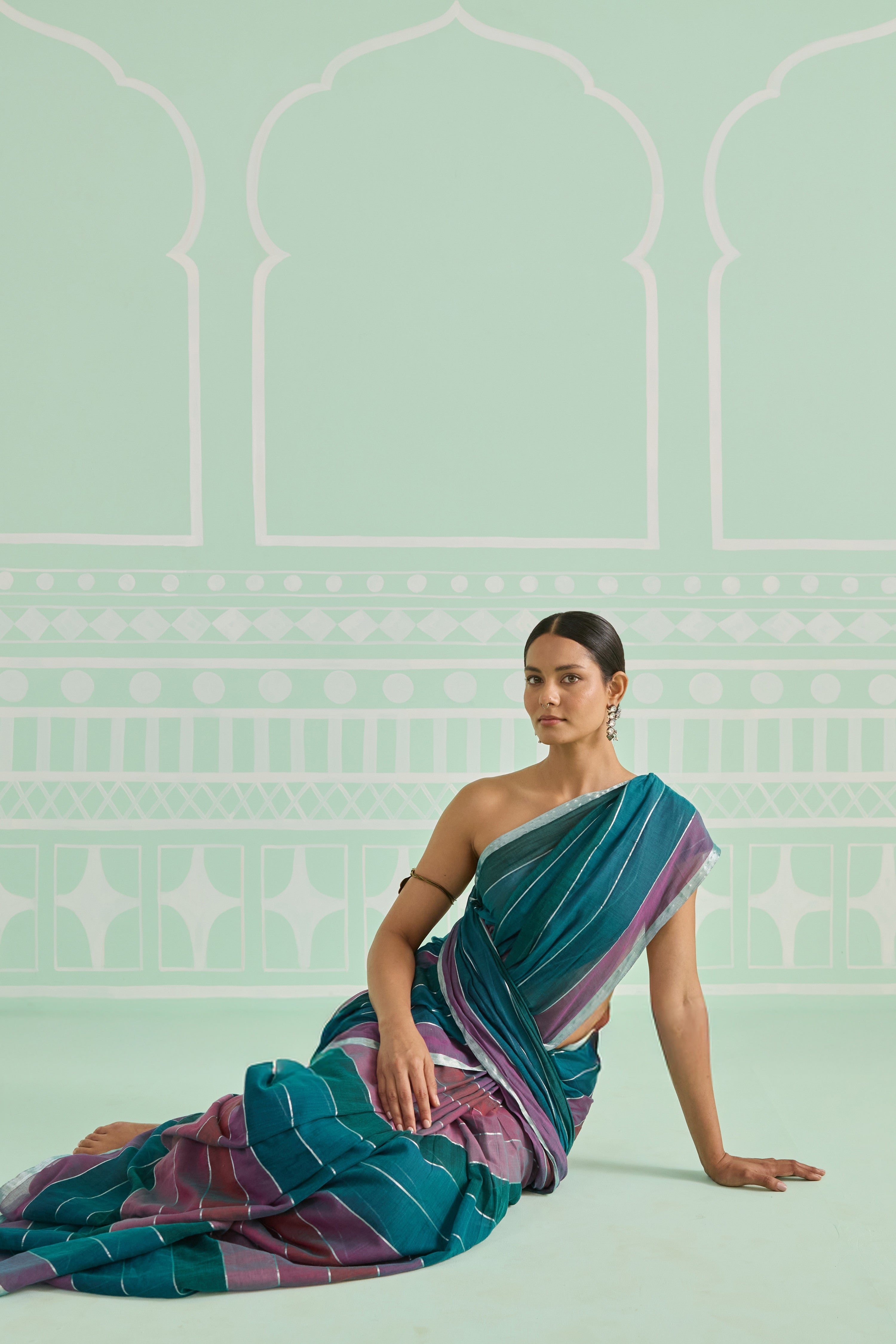 Teal Plum Cotton Handwoven Saree
