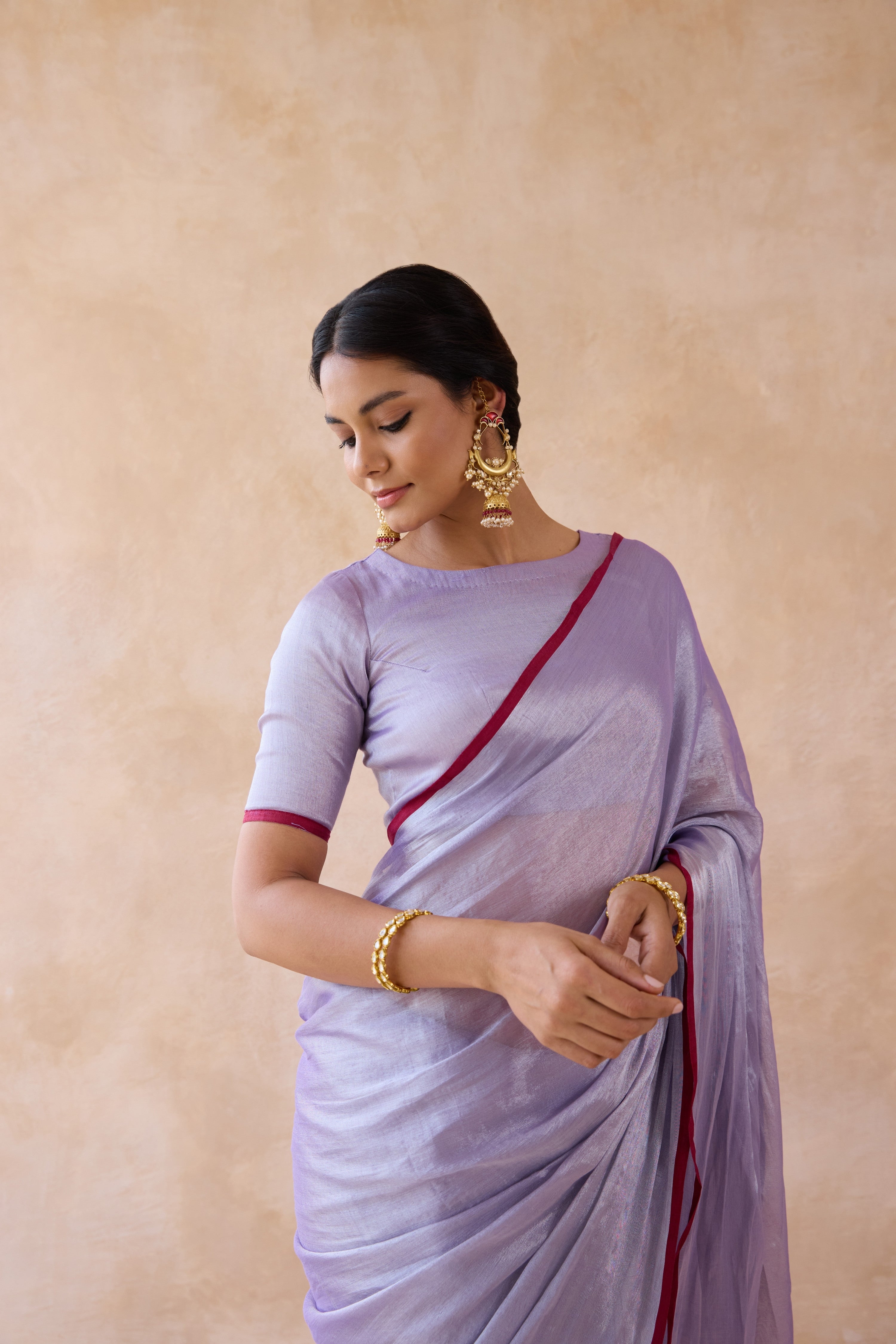 Lavender Bloom Tissue Handwoven Saree