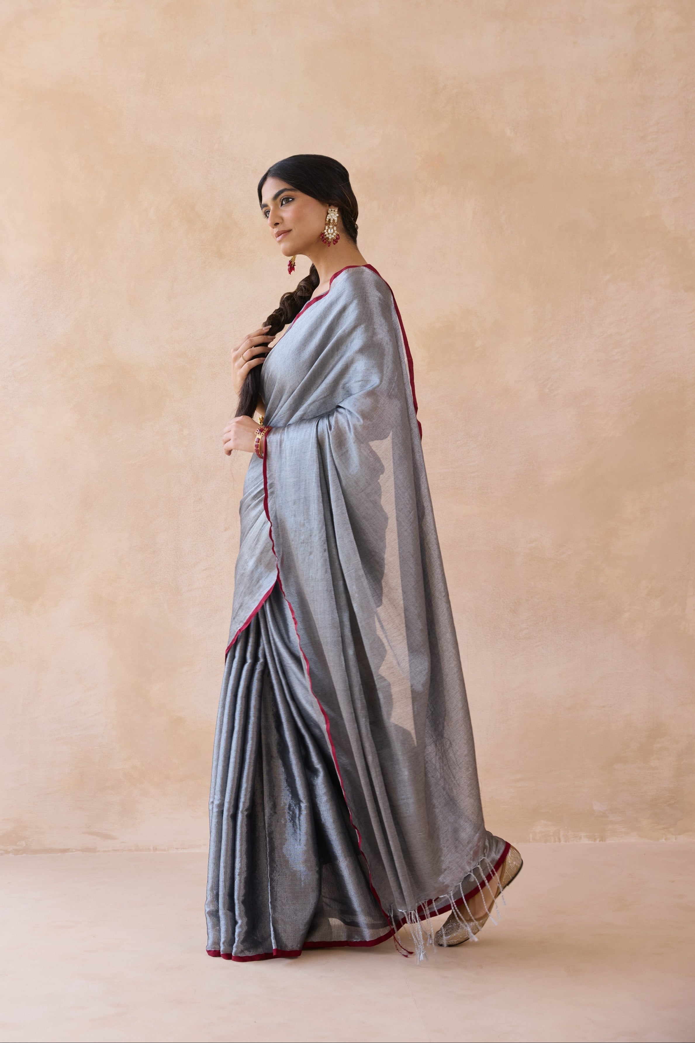 Sheesham Silver Tissue Handwoven Saree