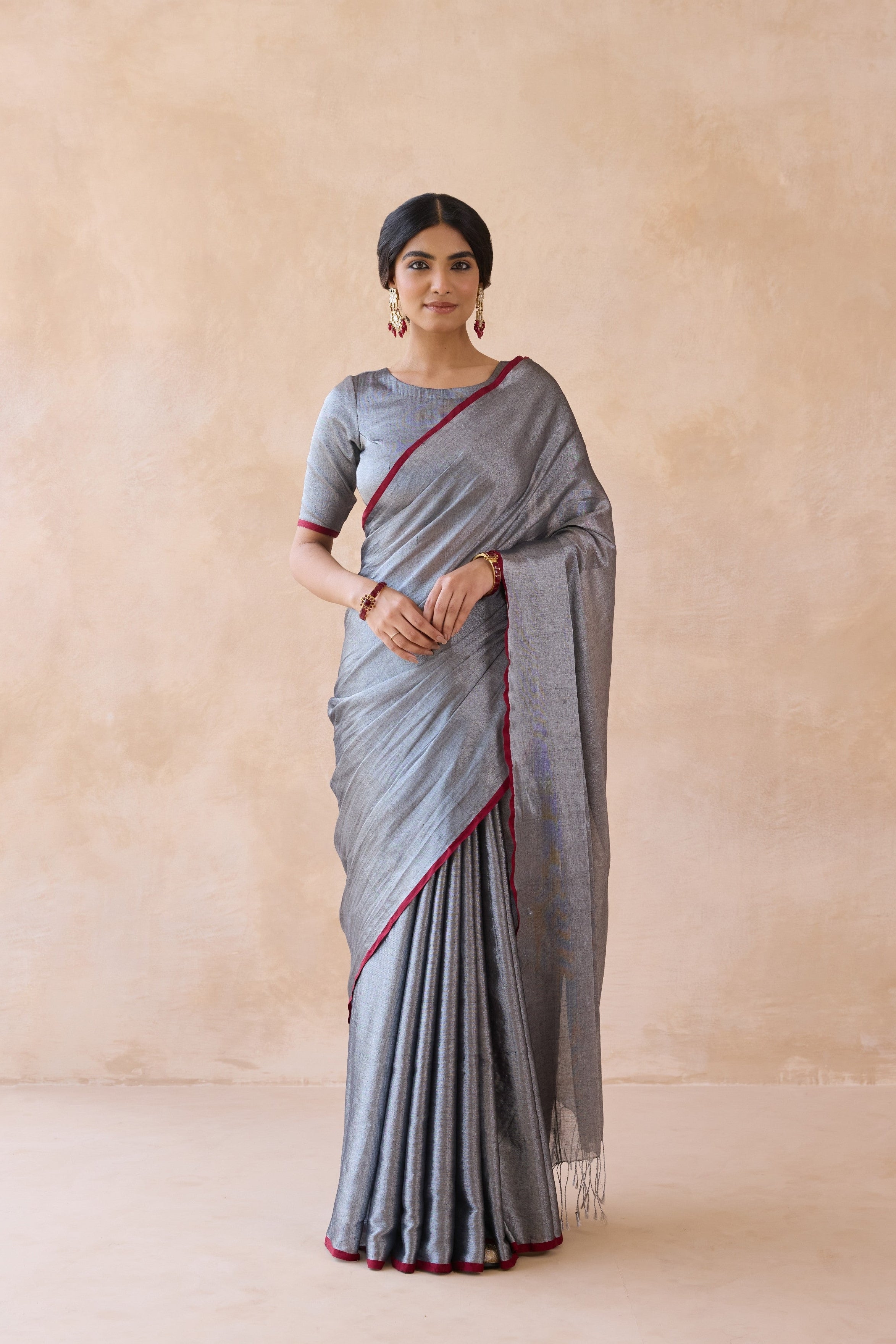 Sheesham Silver Tissue Handwoven Saree