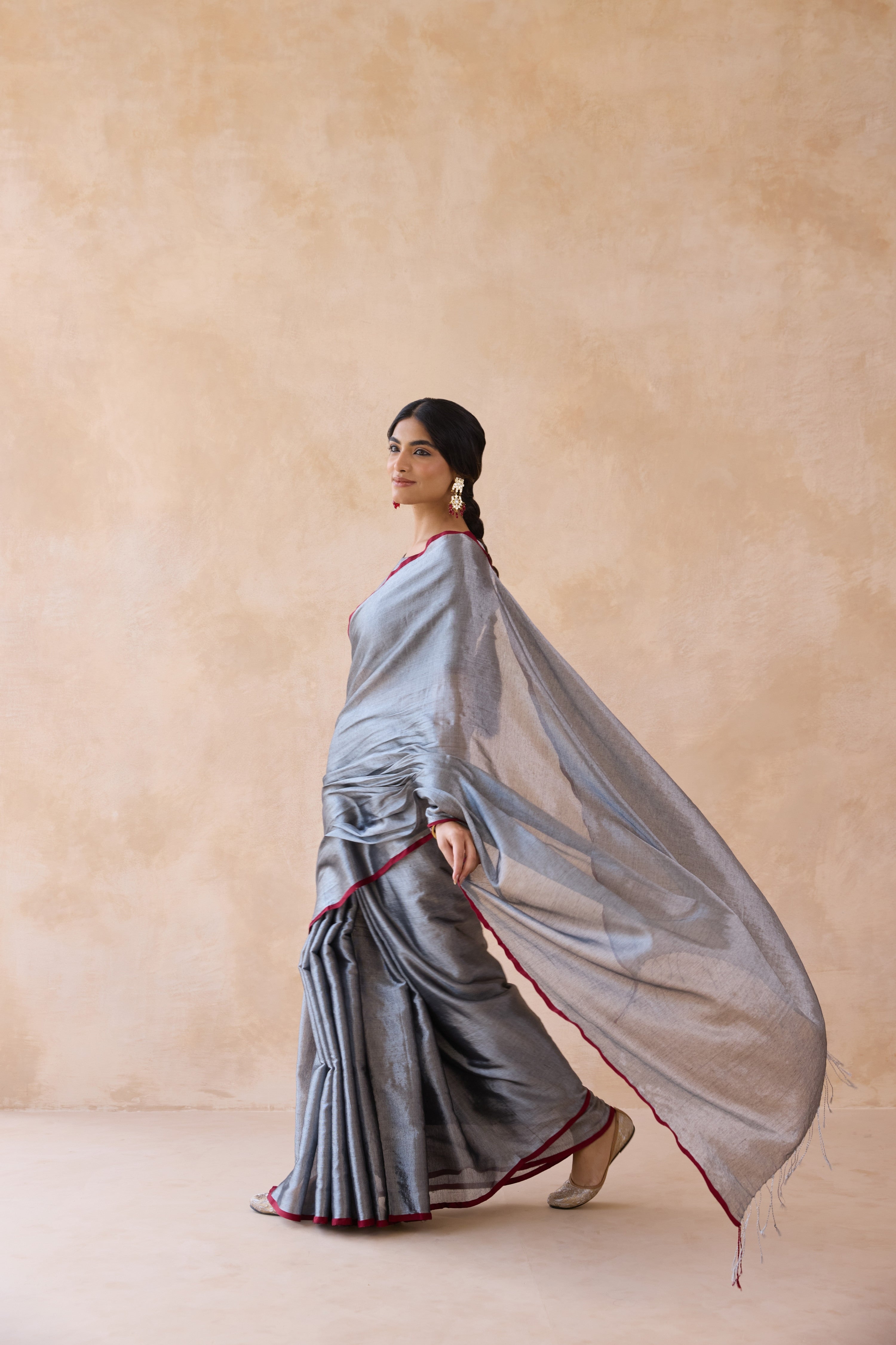 Sheesham Silver Tissue Handwoven Saree