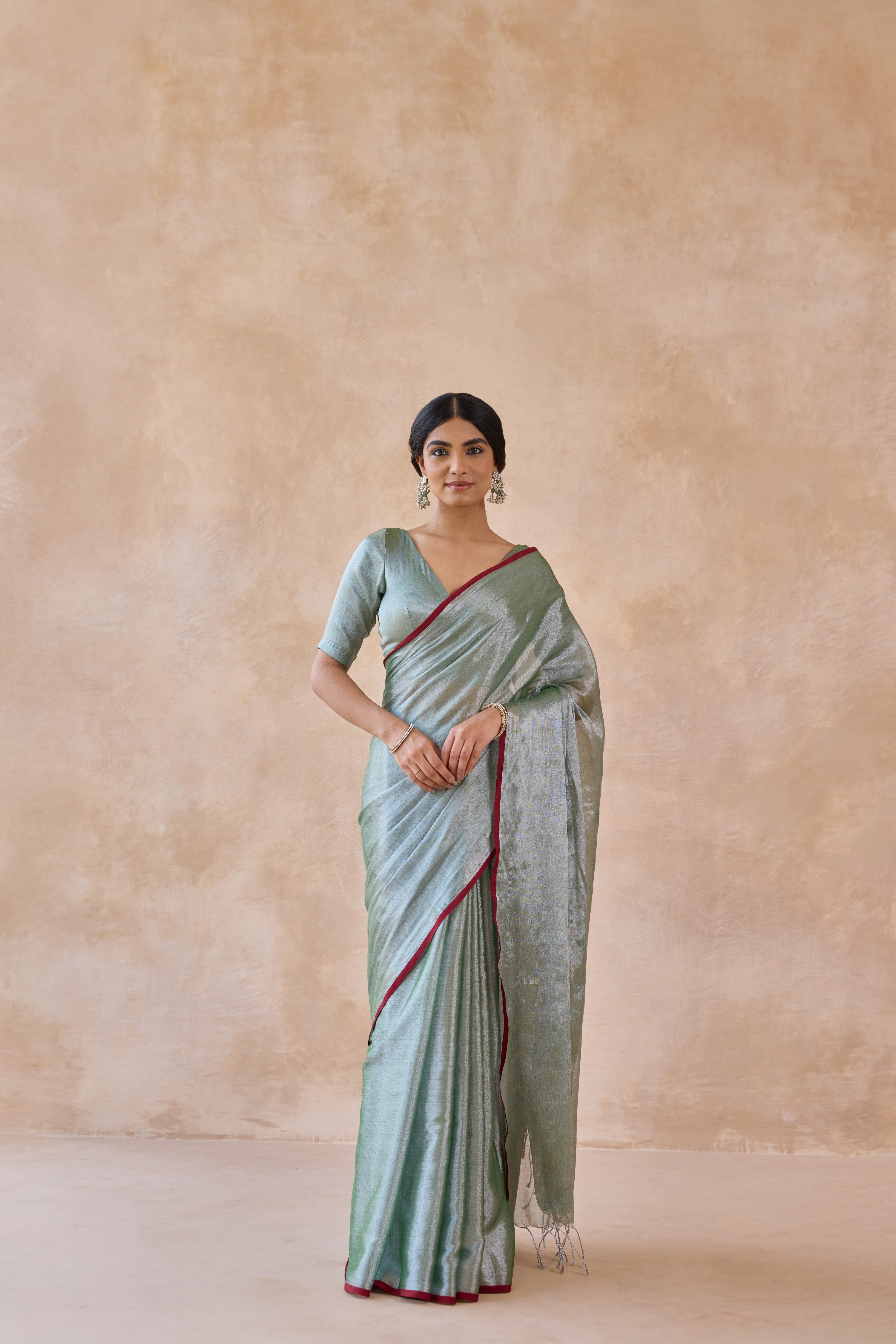 Pista Green Tissue Handwoven Saree