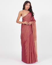 Rouge Pink Handloom Chanderi Tissue Saree