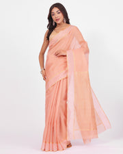 Peach Handloom Chanderi Tissue Saree