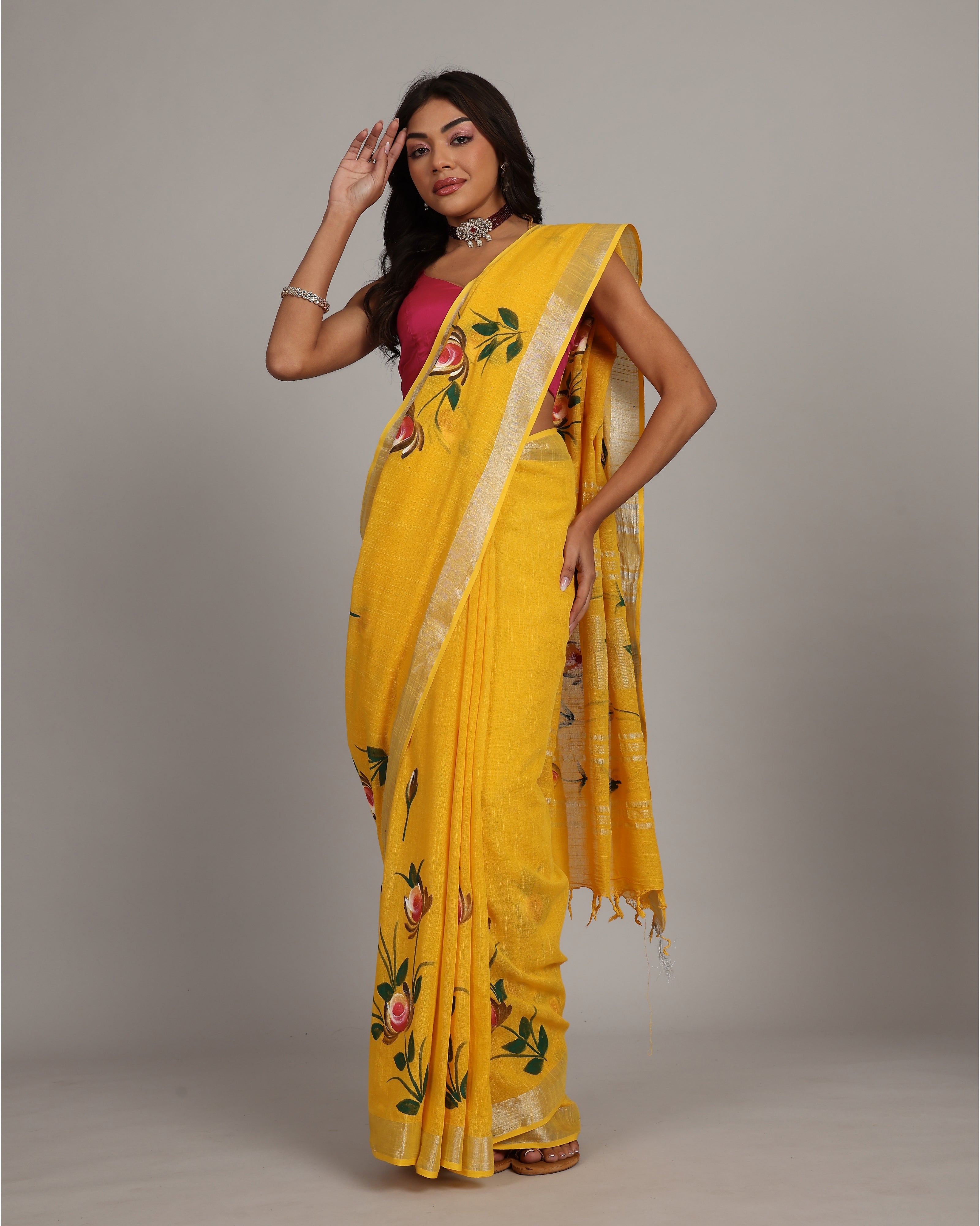 Sunkissed Yellow Cotton Linen Saree
