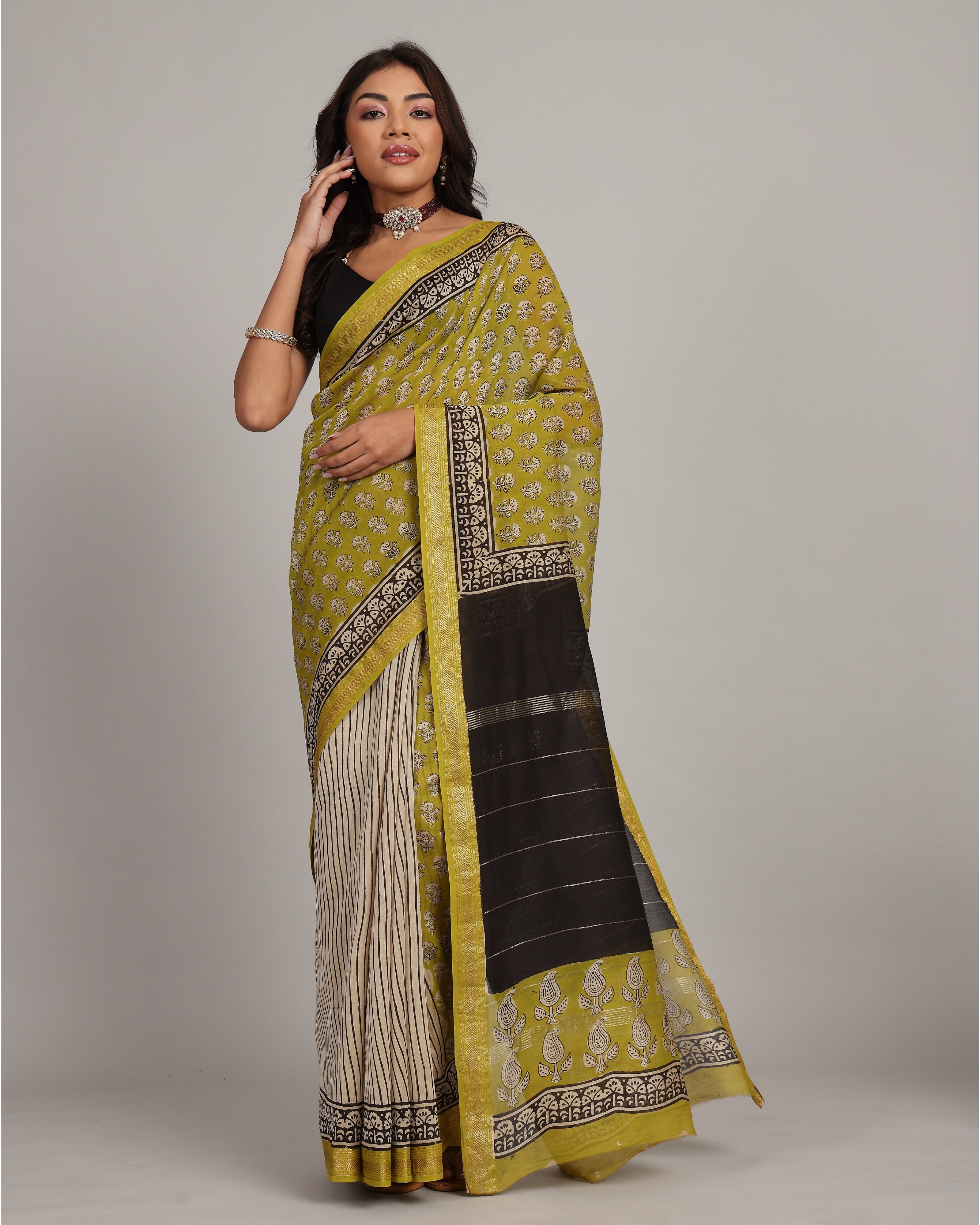 Mehendi Green Maheshwari Saree